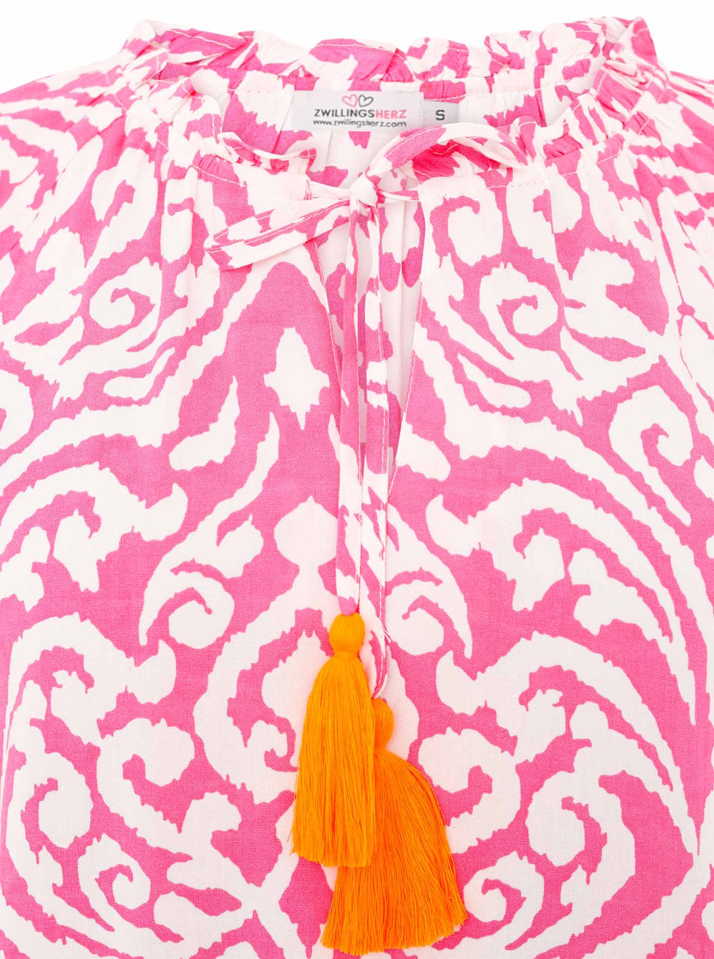 Zwillingsherz - Langarmbluse Ornamente- Pink/Orange
