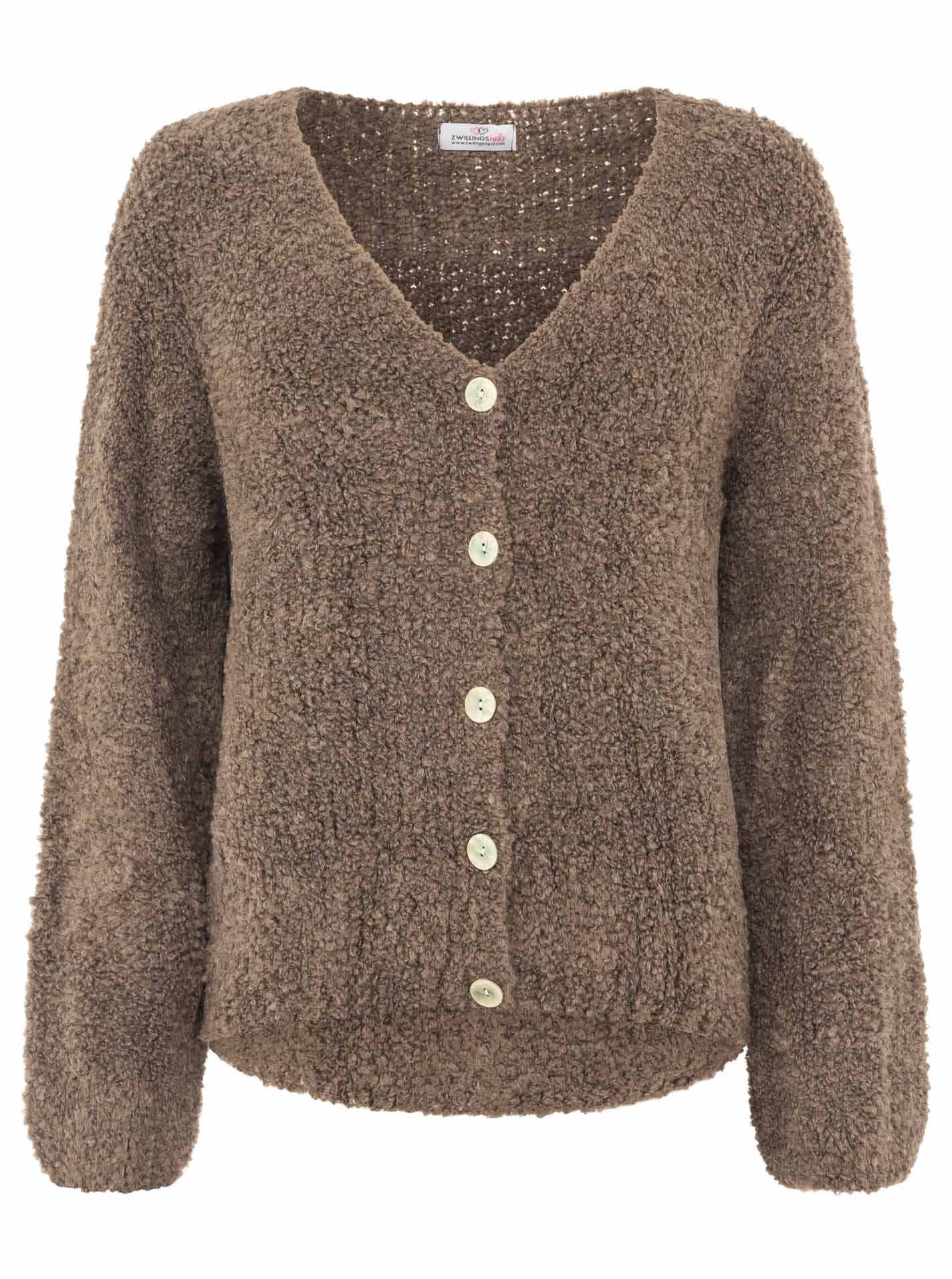 Zwillingsherz - "Kuschel Cardigan Plüsch" - Braun