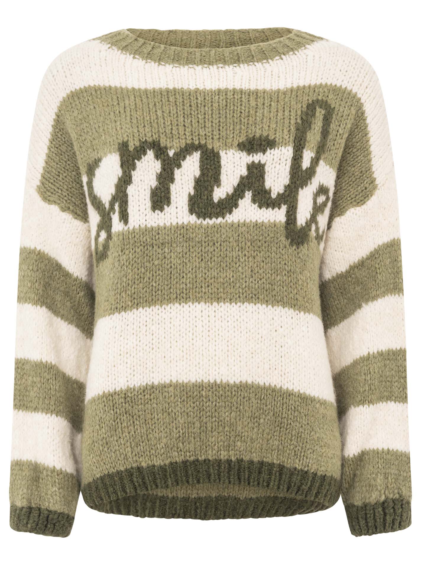 Zwillingsherz Pullover mit Streifen Smile - Khaki