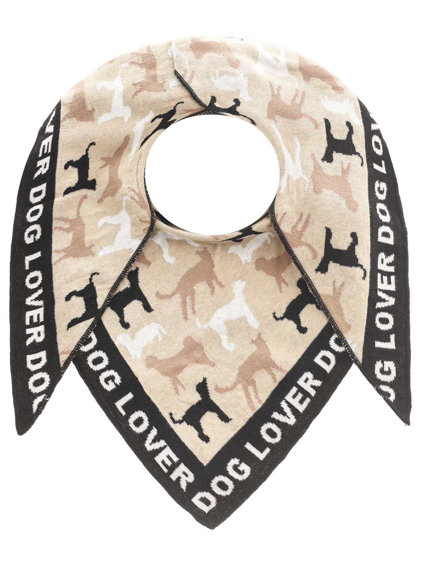 Zwillingsherz - Dreieckstuch "Dog Lover" Baumwolle - Beige/Schwarz