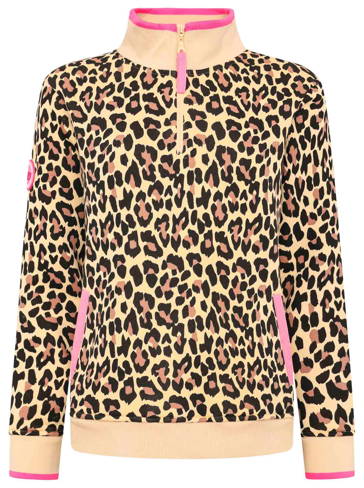 Zwillingsherz - Troyer Sweat Zipper "Leo Leopard" - Beige