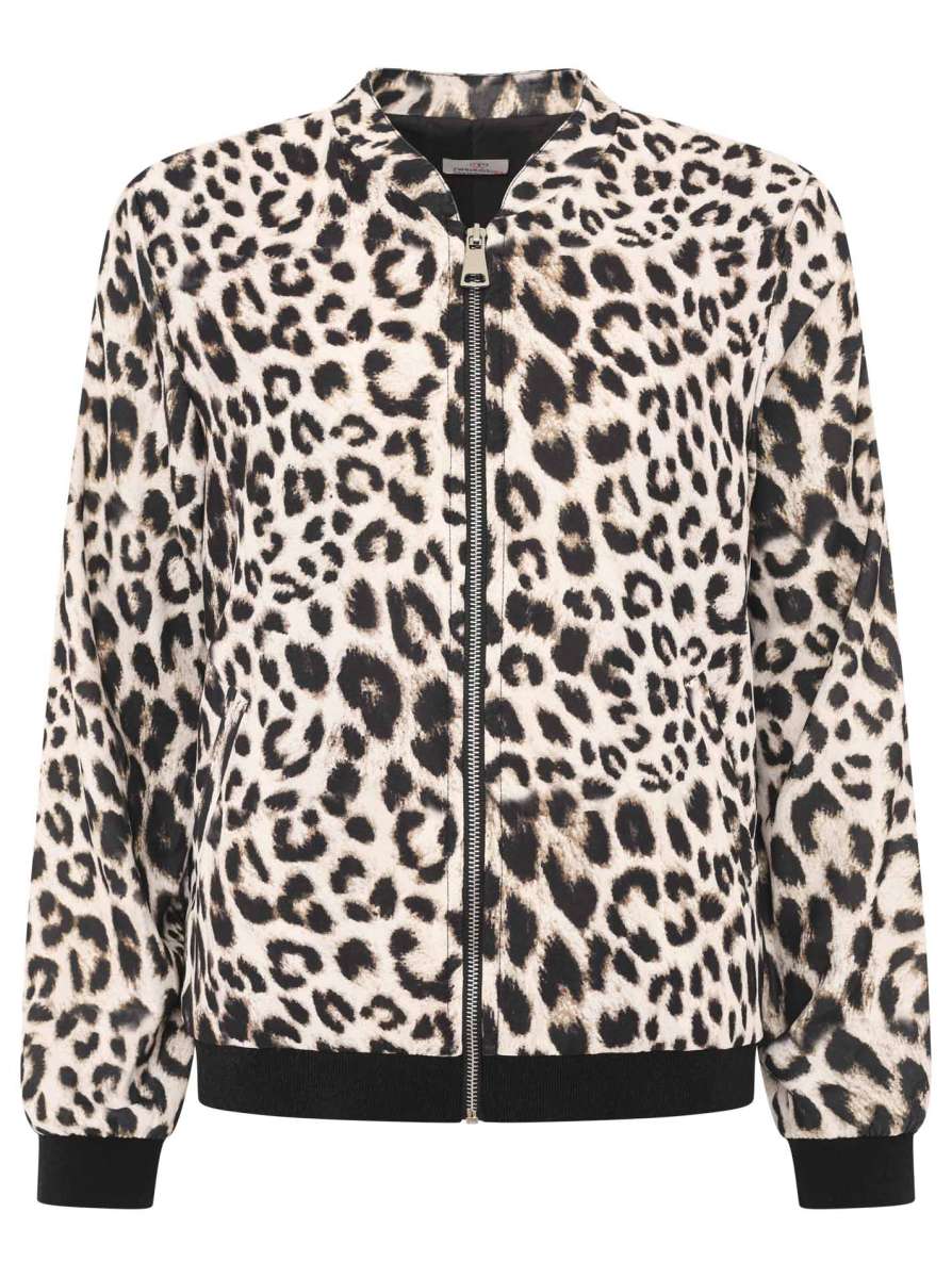 Zwillingsherz - Blouson / Jacke Zipper Leo/Leopard - Beige/Schwarz