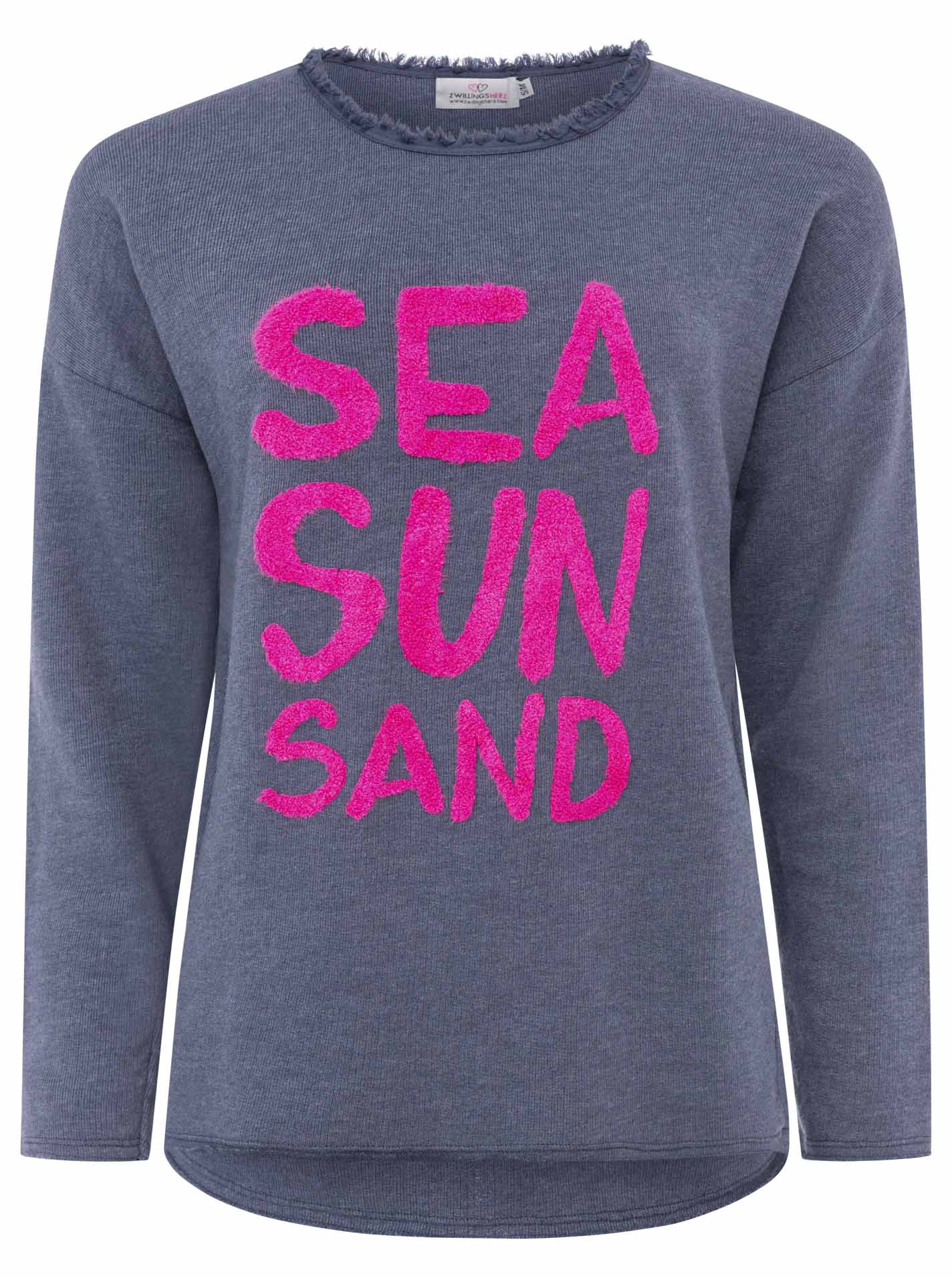 Zwillingsherz - Sweatshirt "Sea Sun Sand" - Navy/Pink