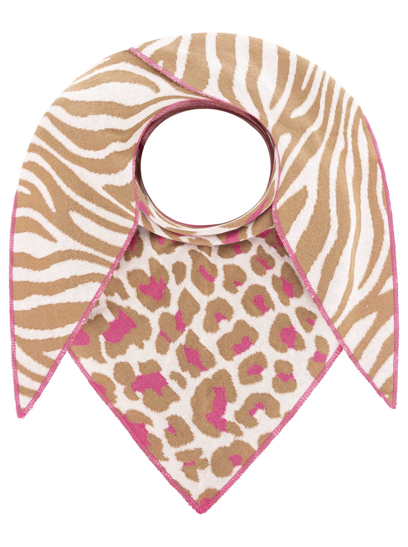 Zwillingsherz - Dreieckstuch "Strandpink Zebra/Leo" Baumwolle - Beige/Pink