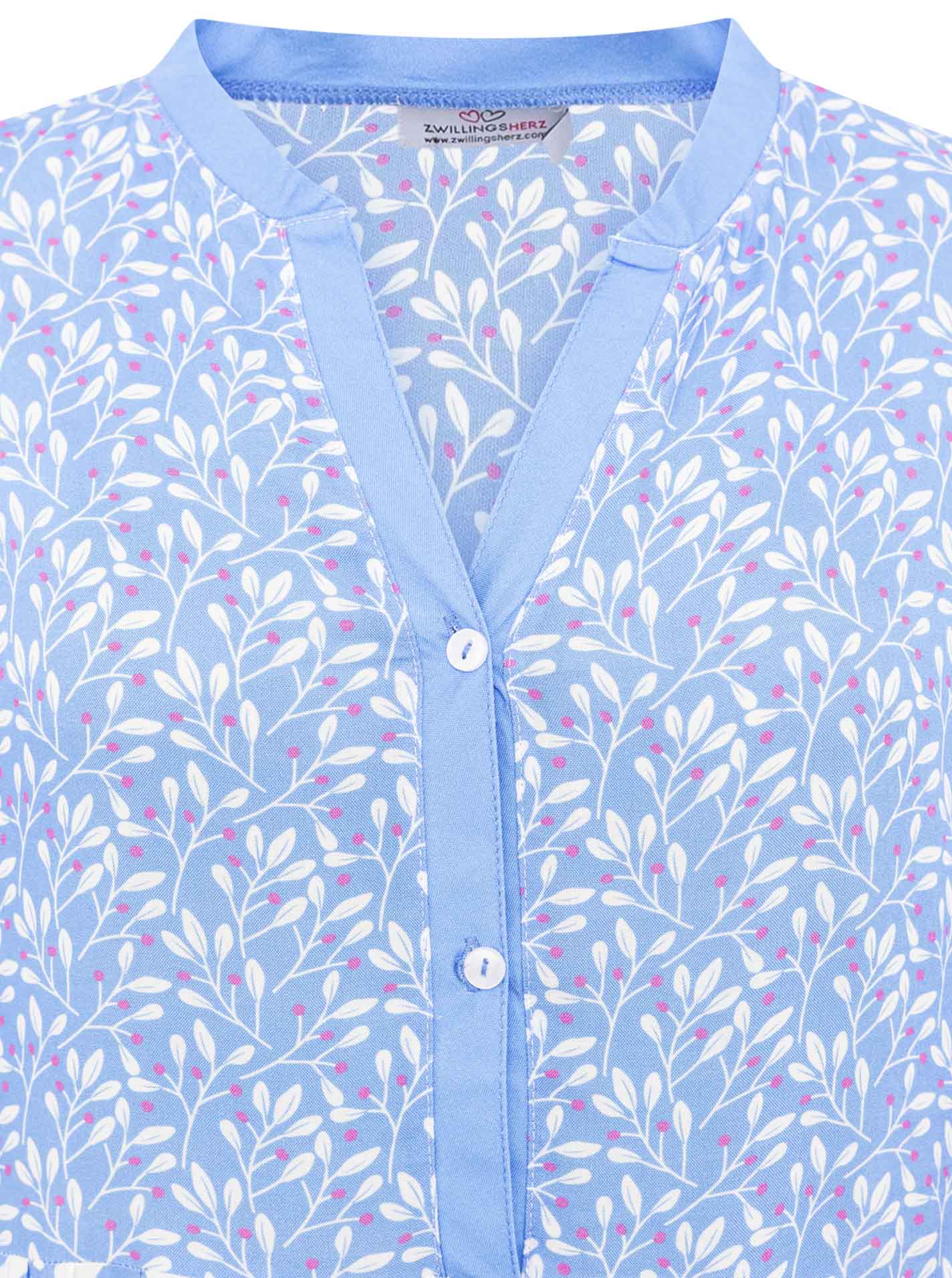 Zwillingsherz - Maxi Kleid Blumen Happy Mind - Blau/Pink