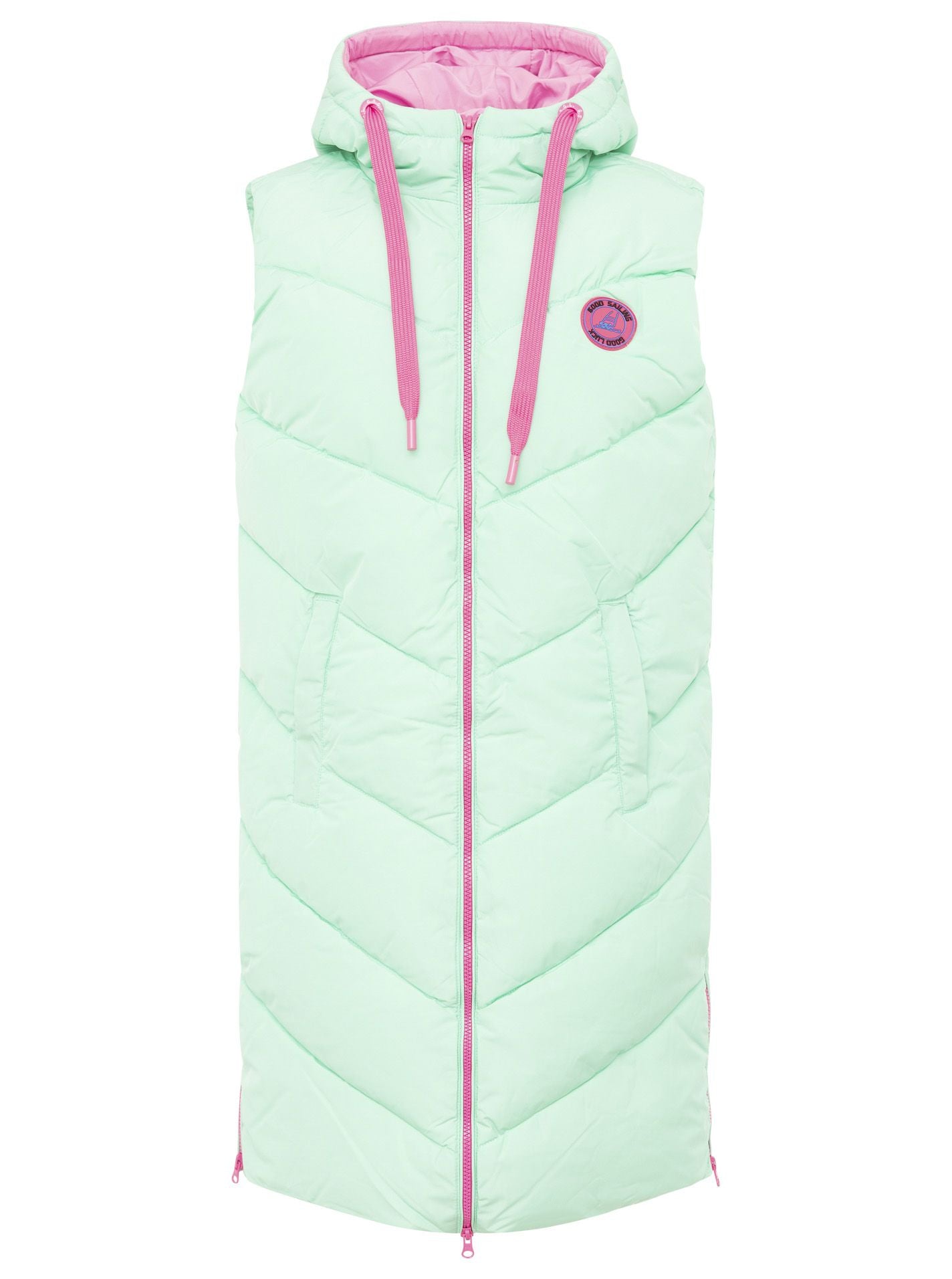 Steppweste mit Kapuze (Neu) - Mint/Pink