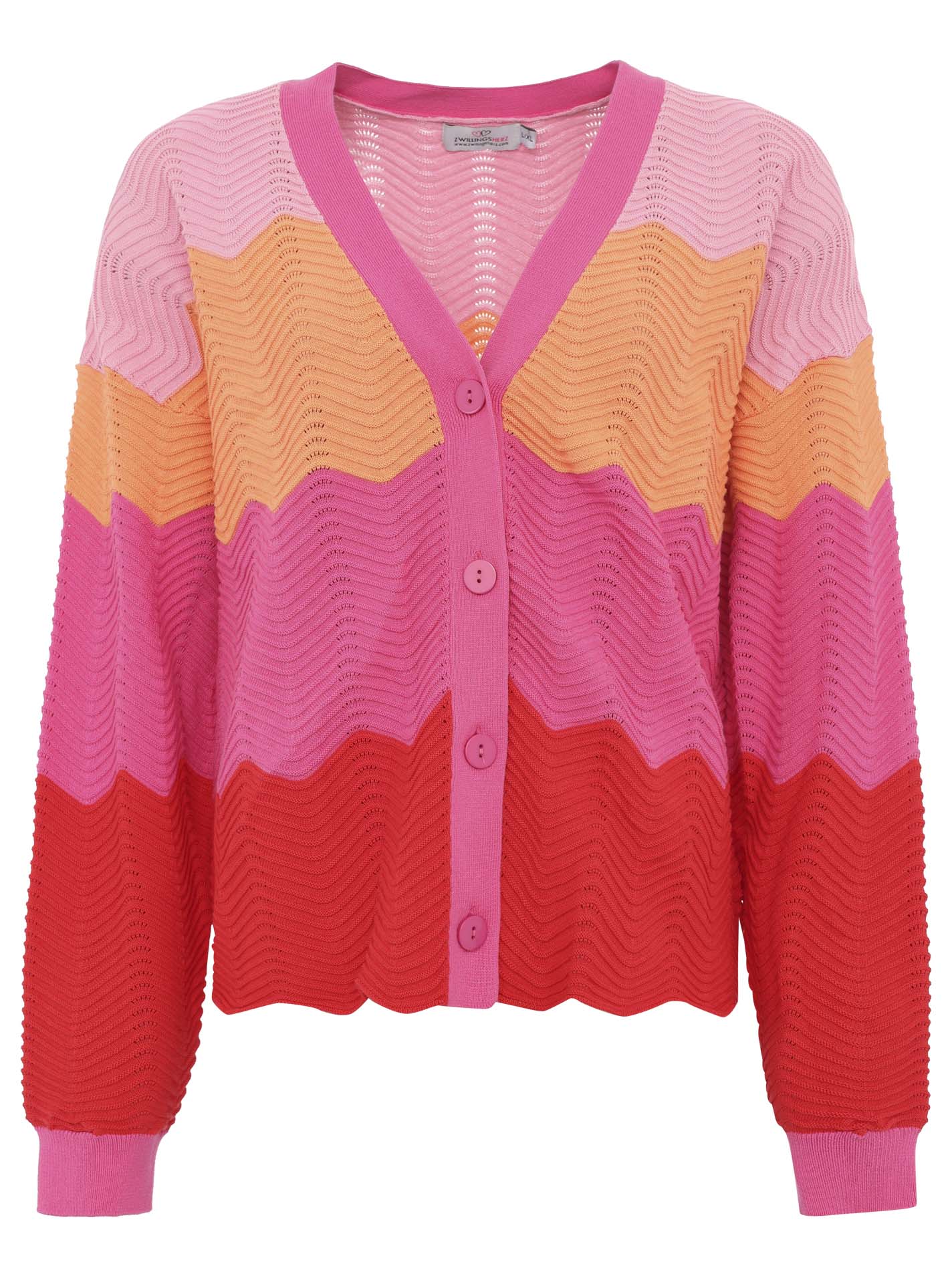 Zwillingsherz - Cardigan Wellen Zweifarbig - Pink/Orange/Rosa