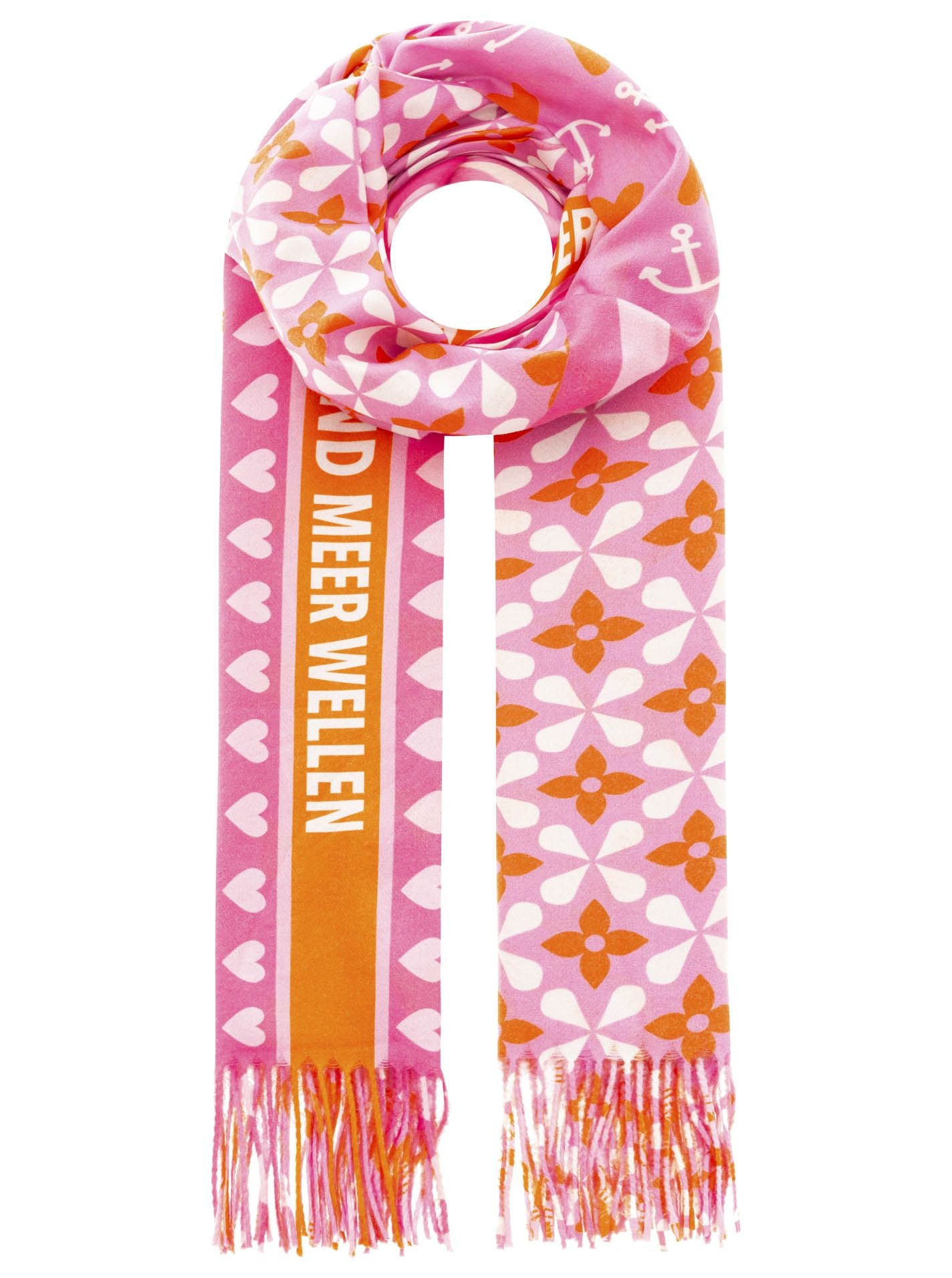 Zwillingsherz - Schal - Strand Meer Wellen - Orange/Pink