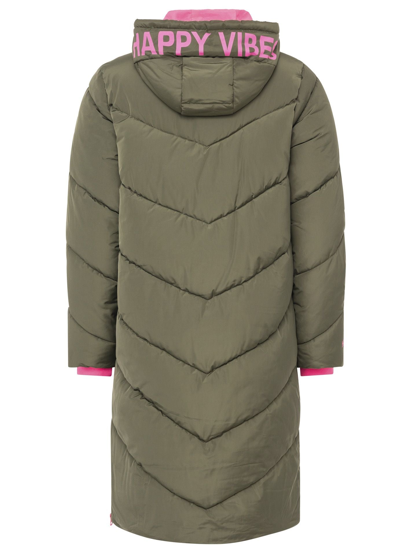 Zwillingsherz - Steppmantel / Steppjacke "Happy Vibes" - Khaki