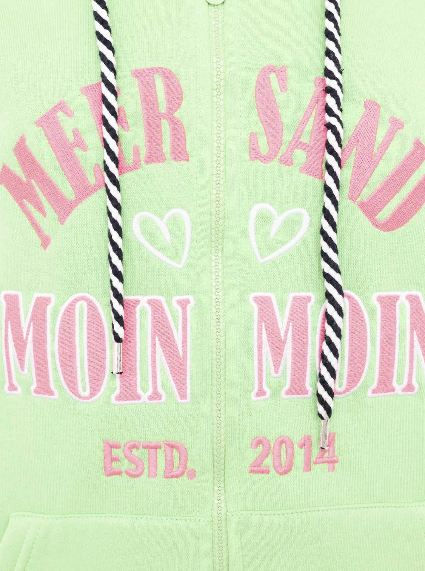 Zwillingsherz - Hoodiejacke "Moin Meer Sand - Grün/Pink