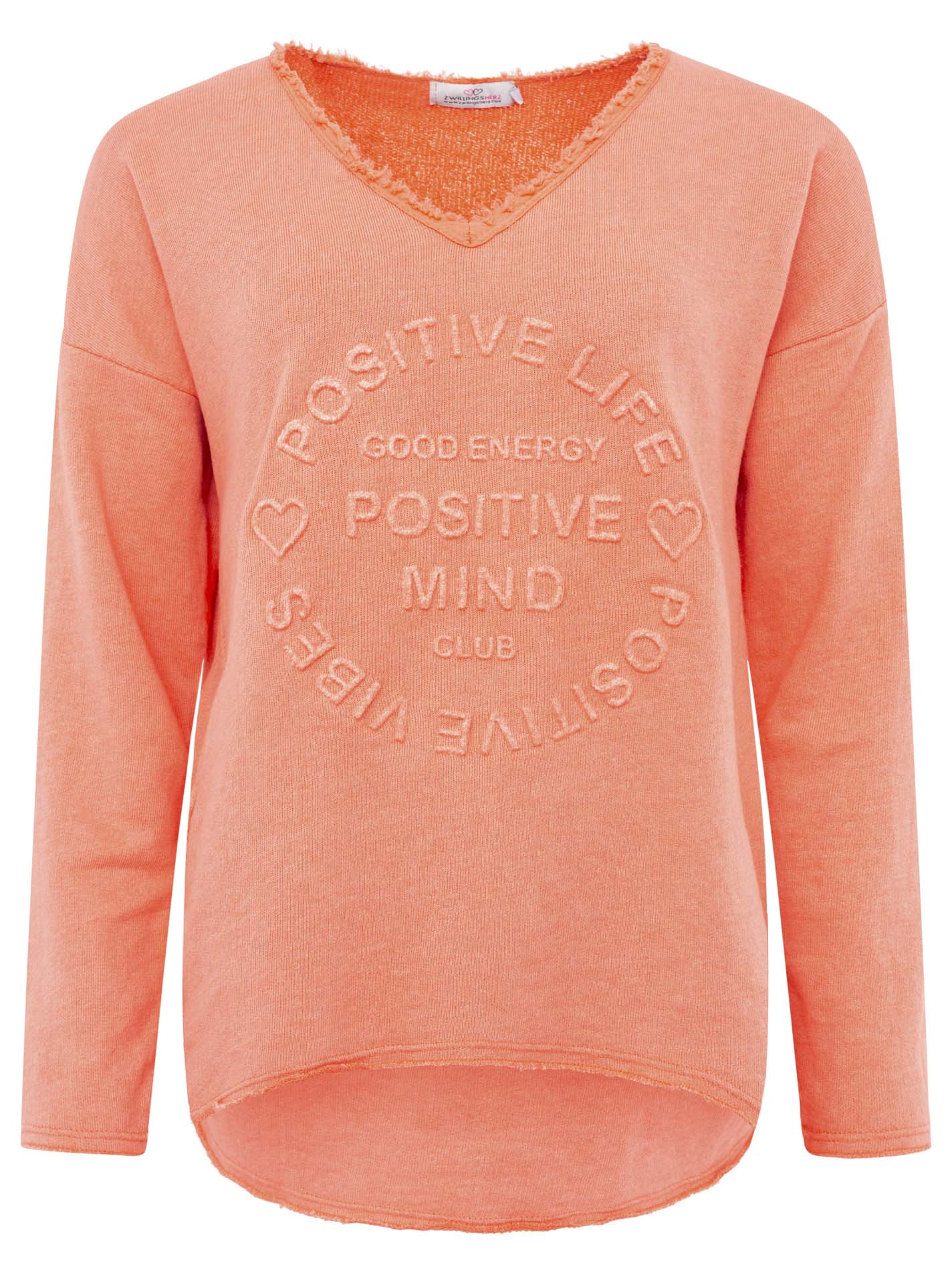 Zwillingsherz - Sweatshirt "Positive Mind" - Neon Orange
