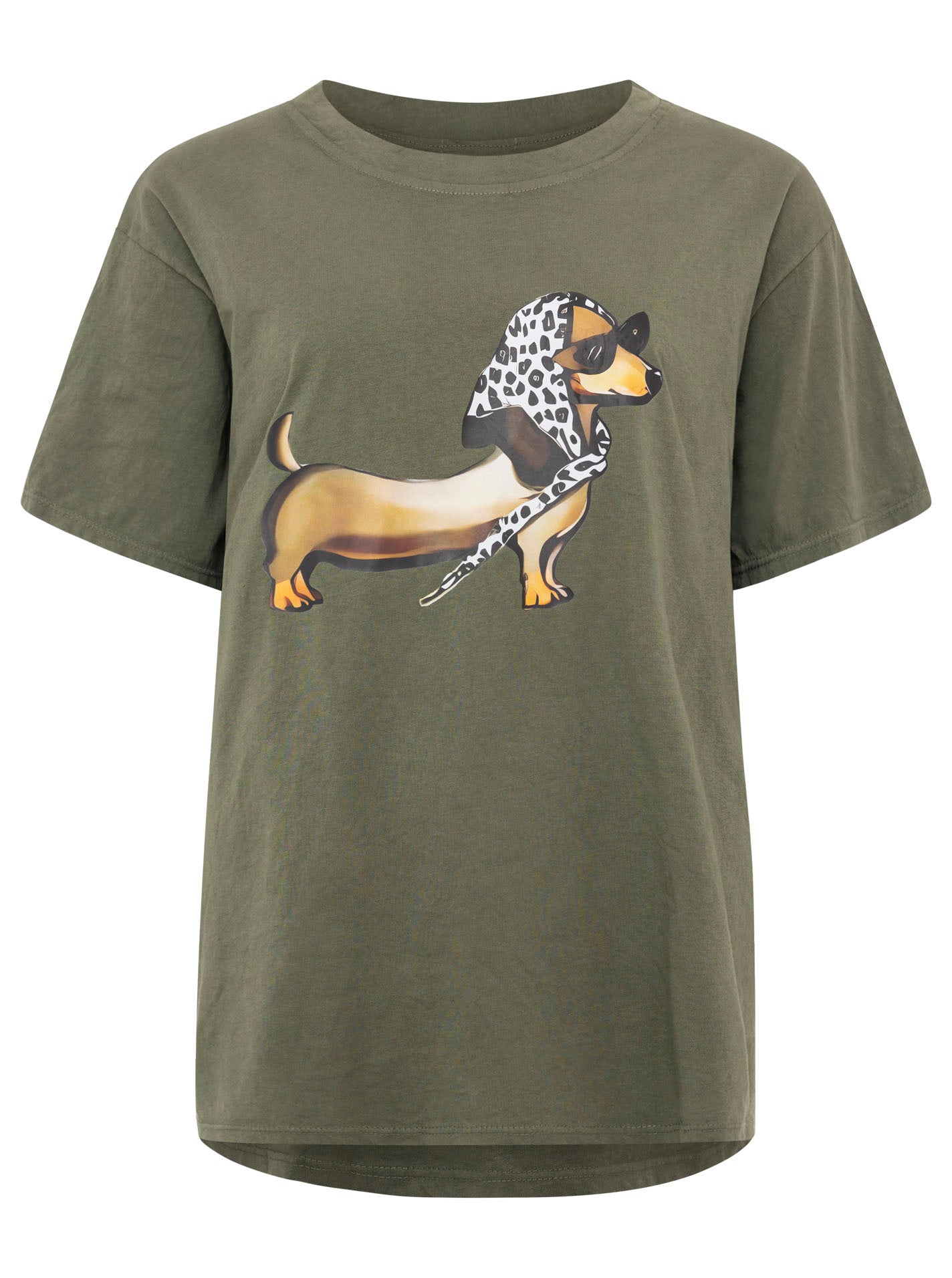 Zwillingsherz - T-Shirt Madame Dackel - Khaki