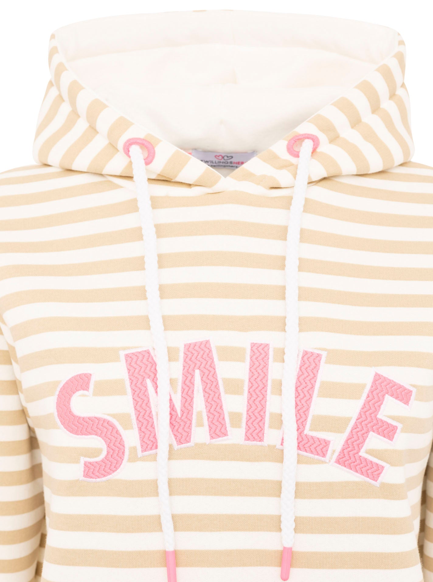 Zwillingsherz - Hoodie "Streifen Smile" - Beige/Pink