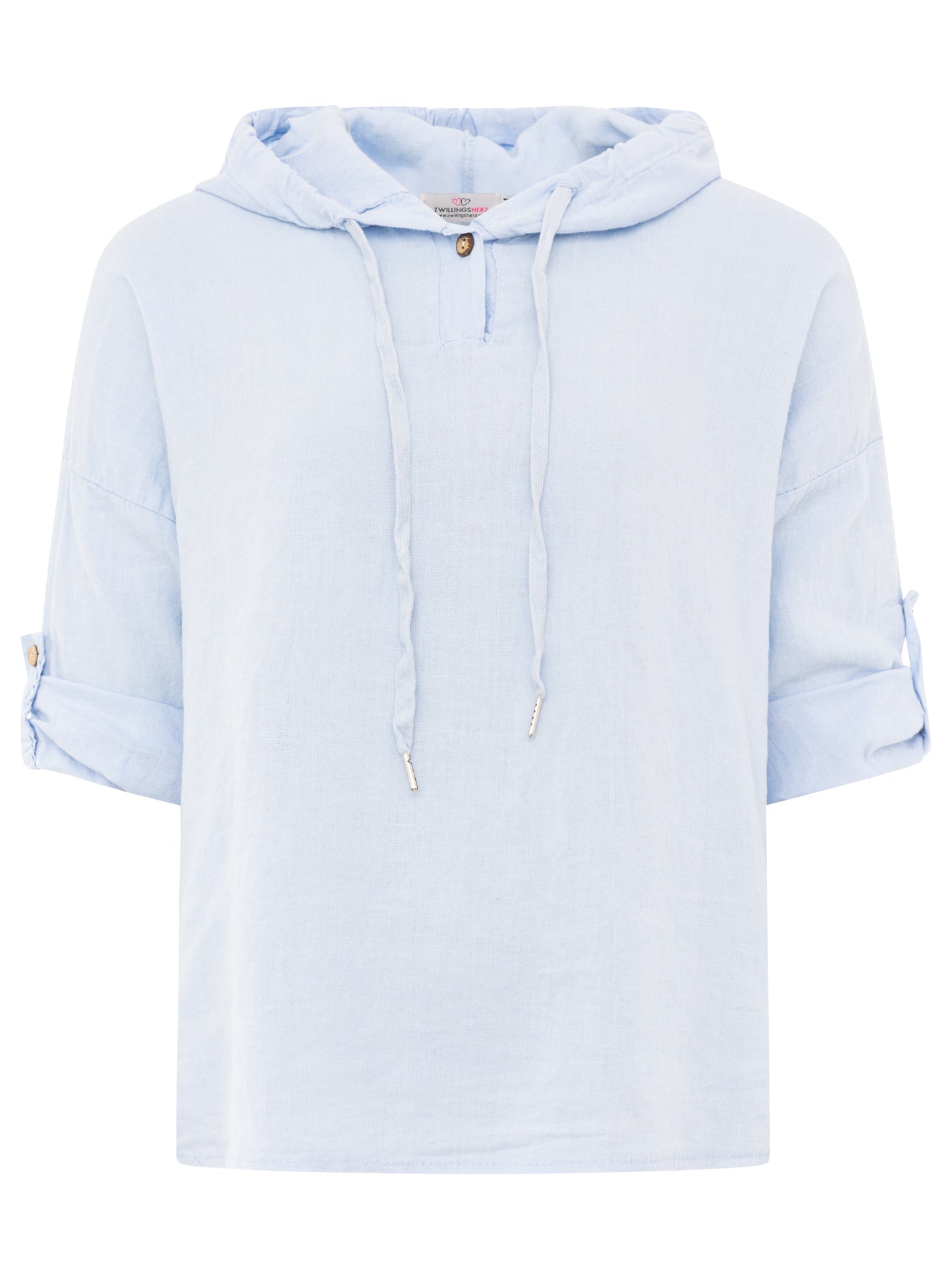 Zwillingsherz - Leinen Kapuzenbluse "Sommer" - Hellblau