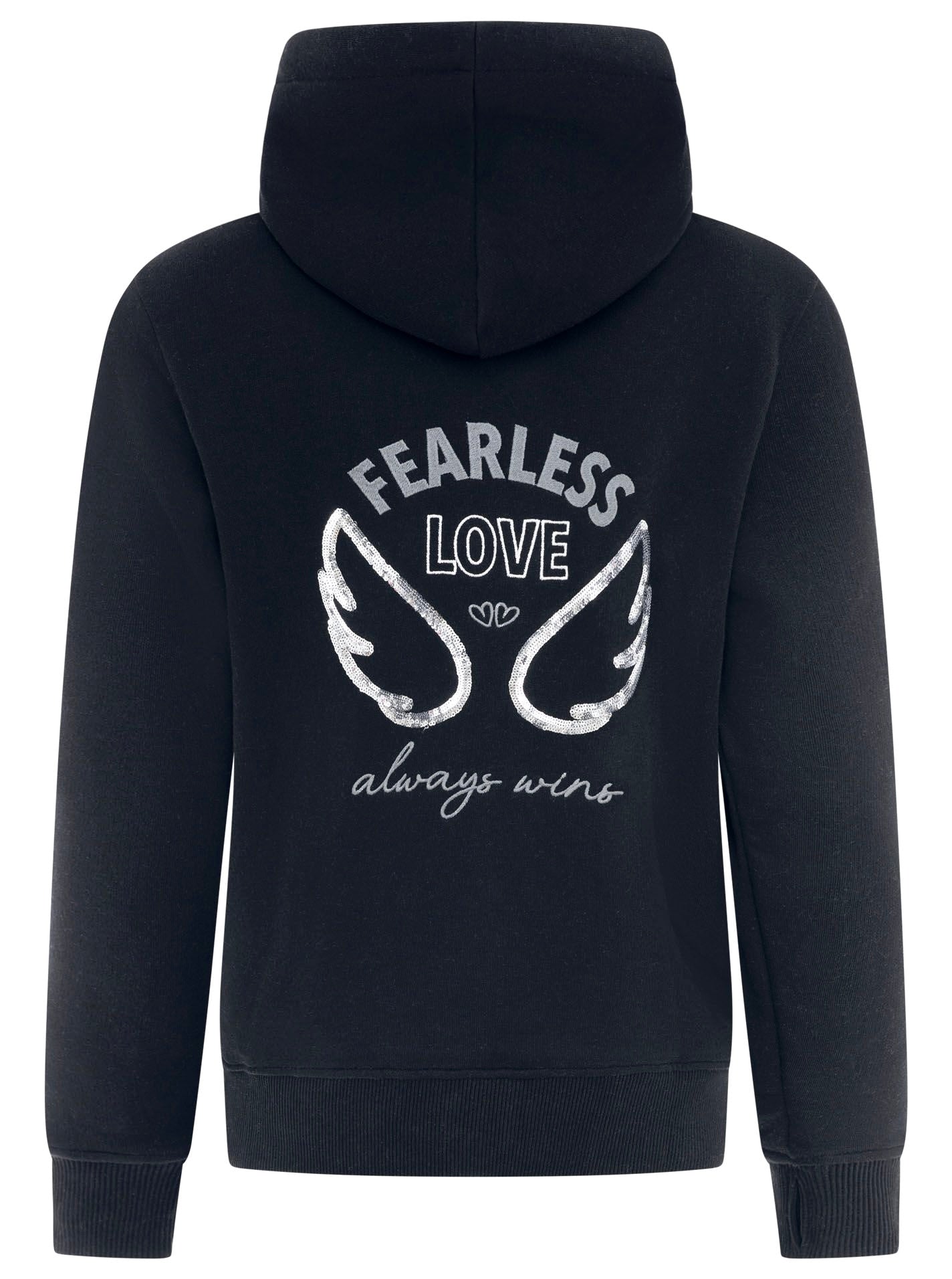 Zwillingsherz - Hoodie mit Pailletten "Love Wins" - Schwarz
