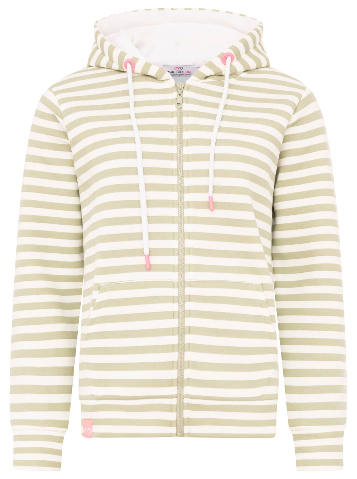 Zwillingsherz - Hoodiejacke "Streifen Strandglück" Salbei
