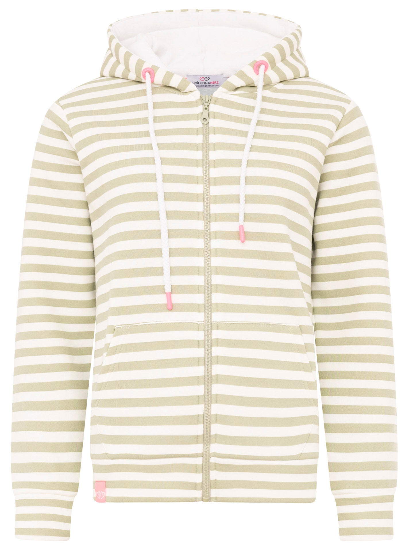 Zwillingsherz - Hoodiejacke "Streifen Strandglück" Salbei