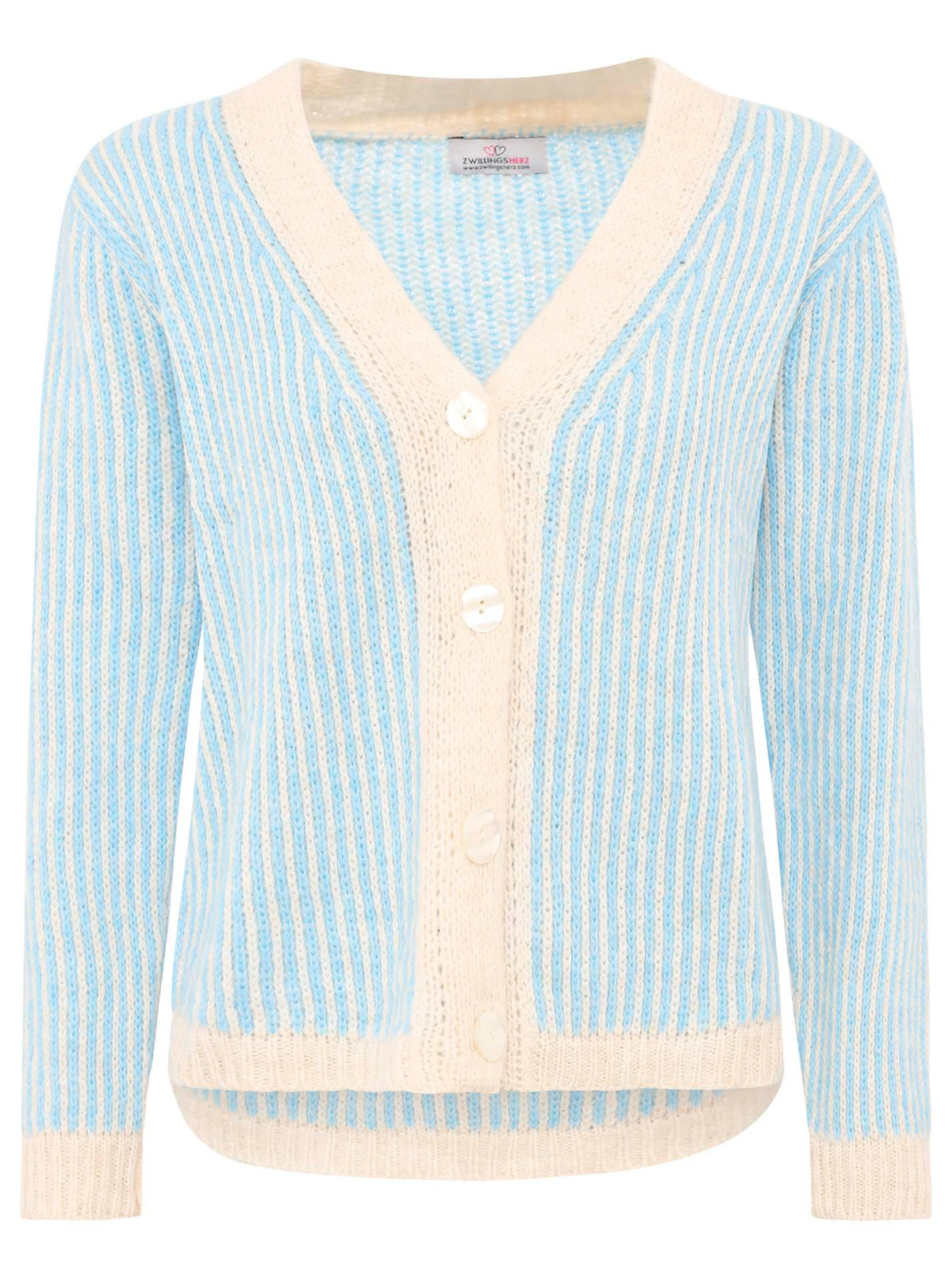 Weiche Strickjacke Streifenoptik - Made in Italy - Blau