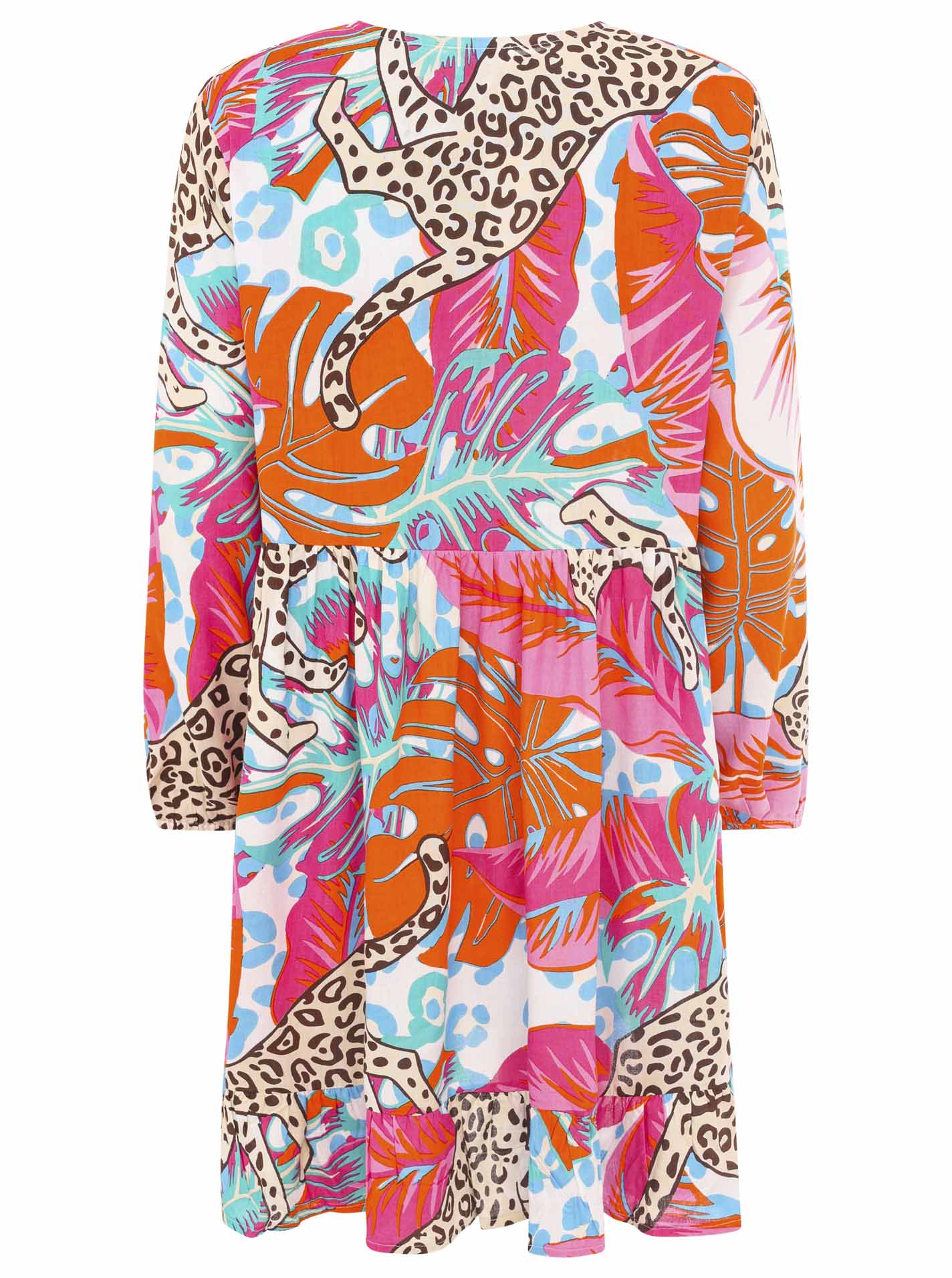 Zwillingsherz - Kleid/Tunika Leo Dschungel- Pink/Beige/Schwarz