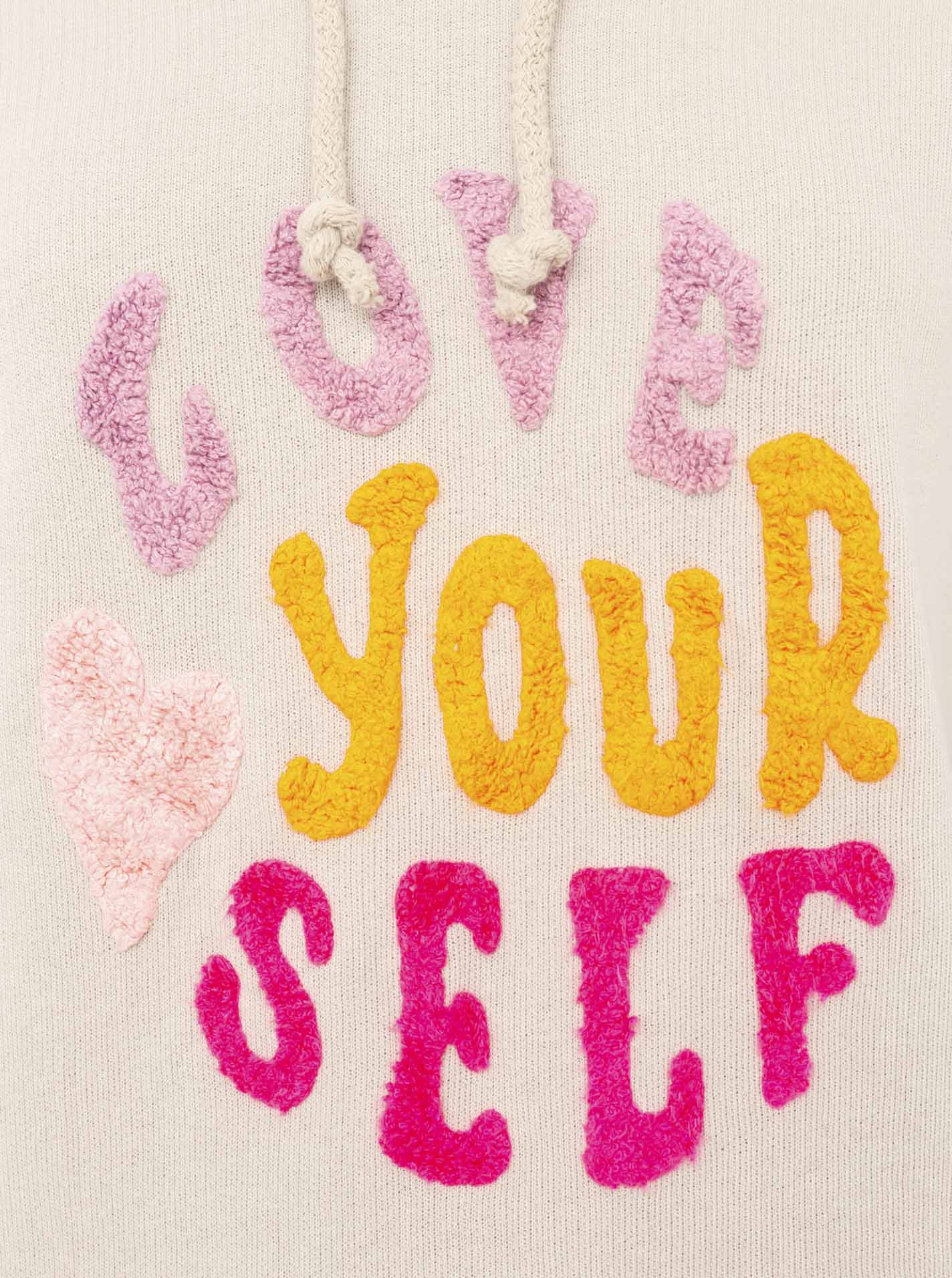 Zwillingsherz - Made in Italy Hoodie "Love Yourself" - Beige/Pink