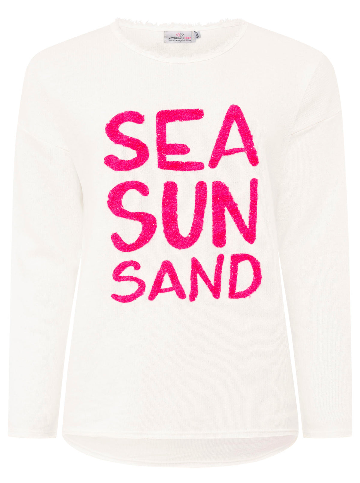 Zwillingsherz - Sweatshirt "Sea Sun Sand" - Weiß/Pink