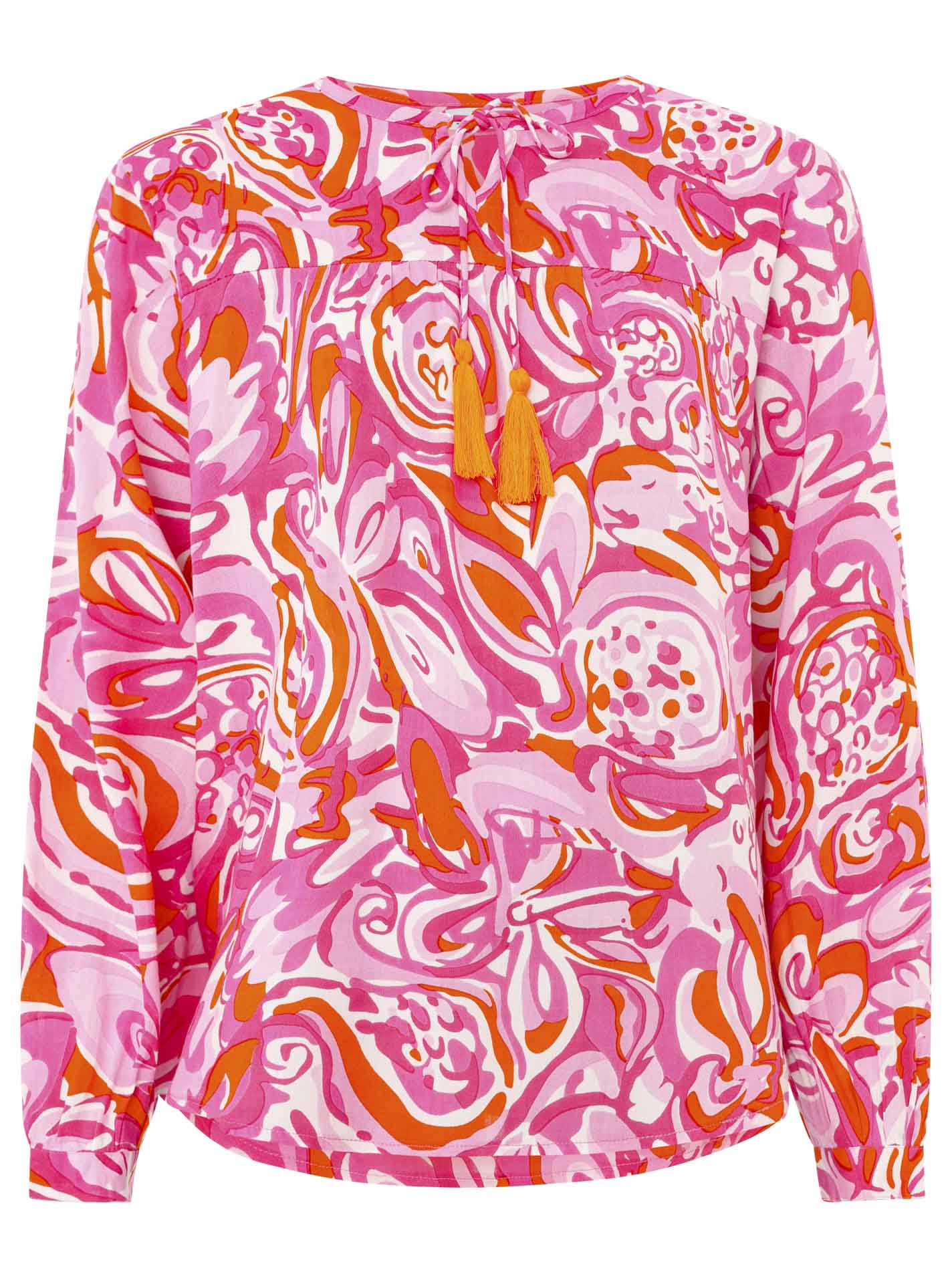 Zwillingsherz - Langarmbluse Aquarell - Pink/Orange