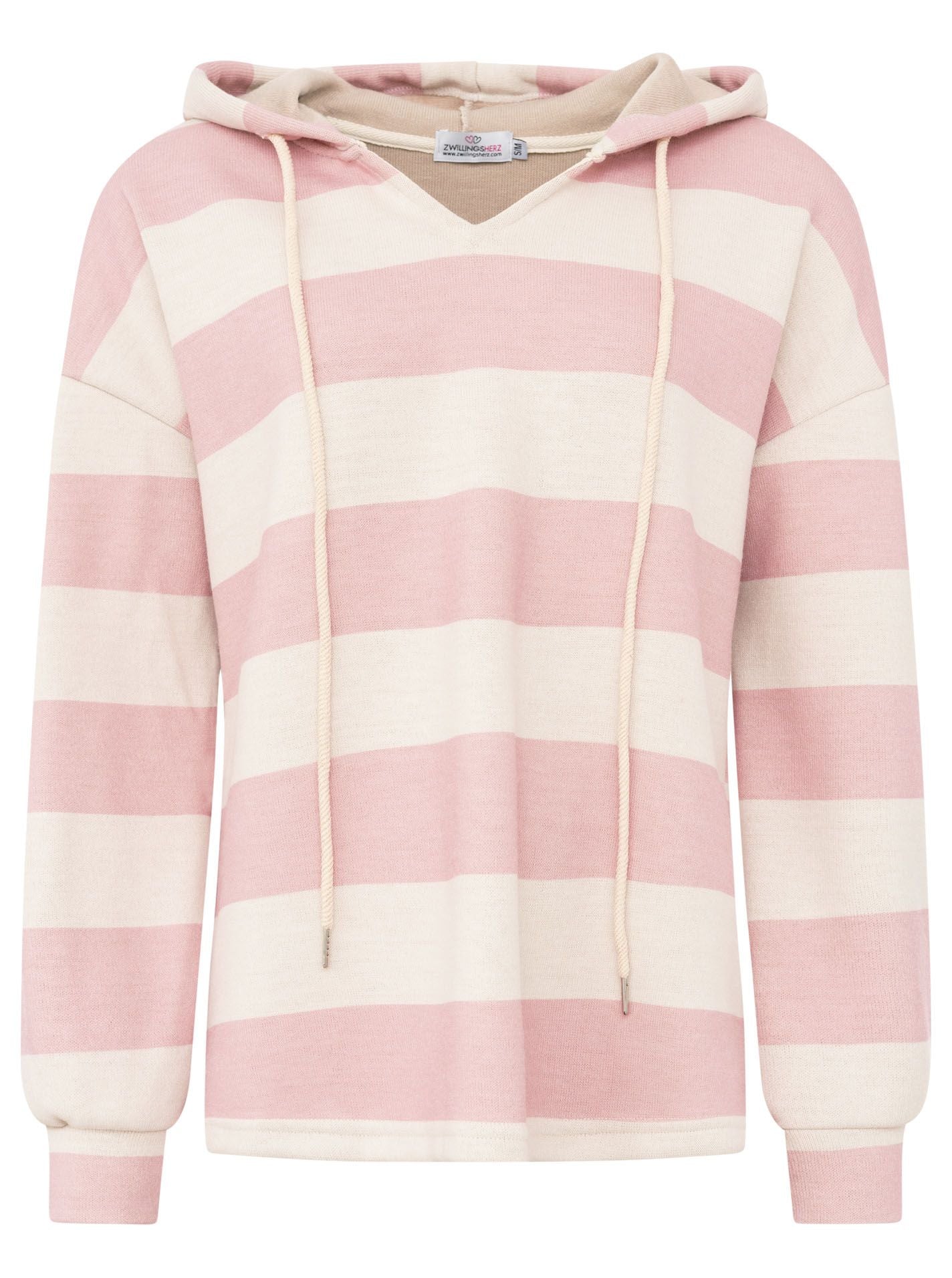 Zwillingsherz - Hoodie Streifen - Rosa