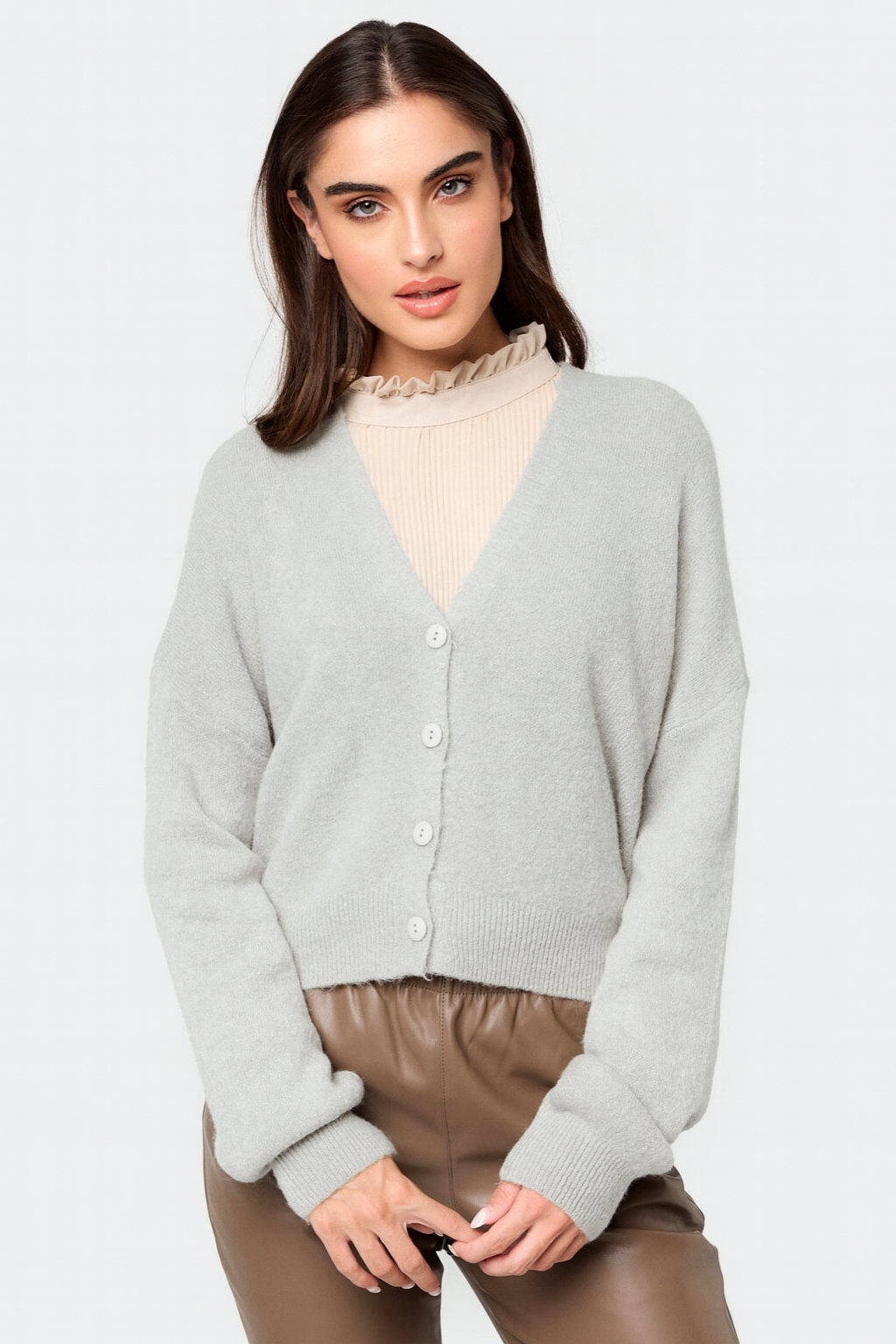 Wasabi Wear - Trendig weicher Baby Alpaka Cardigan - Hellgrau