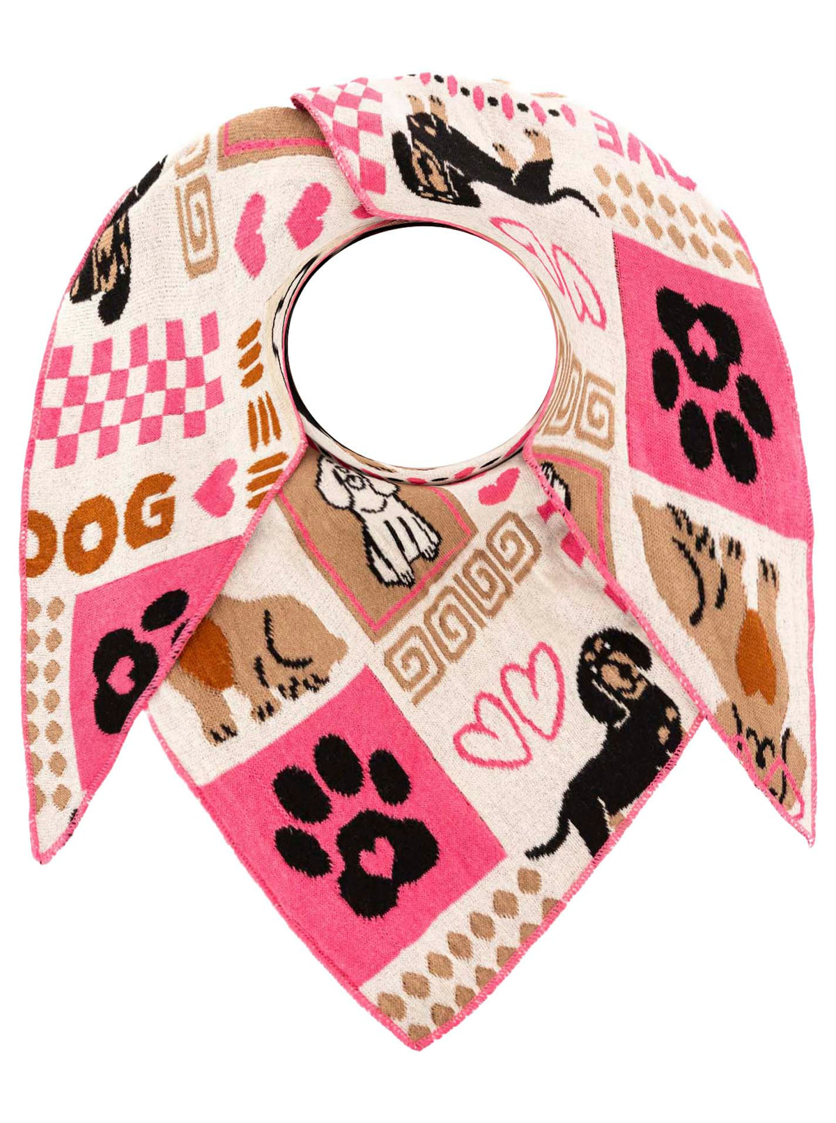 Zwillingsherz - Dreieckstuch "Dog Lover Pfote" Baumwolle - Rosa/Beige