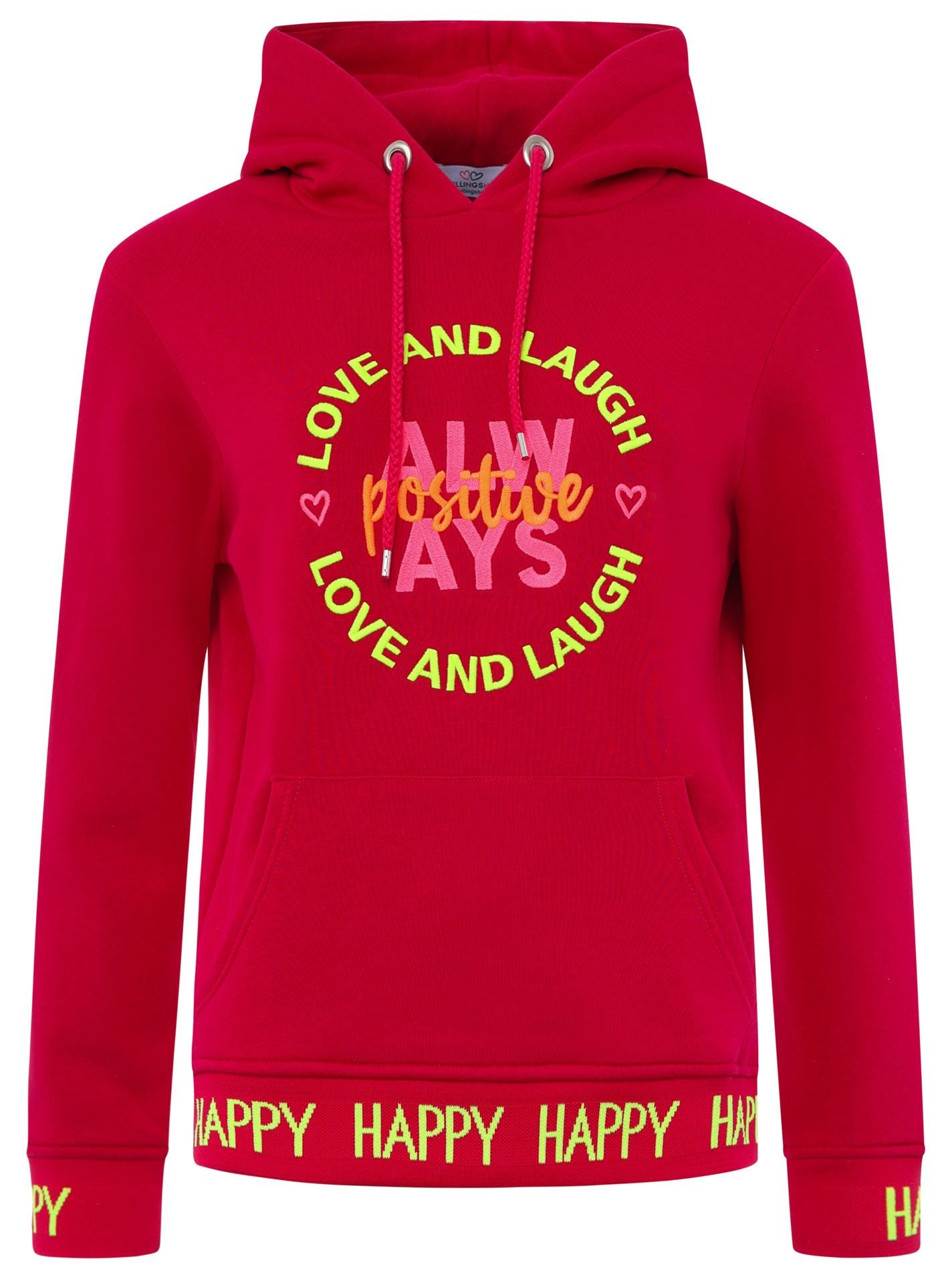 Zwillingsherz - Hoodie "Always Happy" - Magenta/Neongelb
