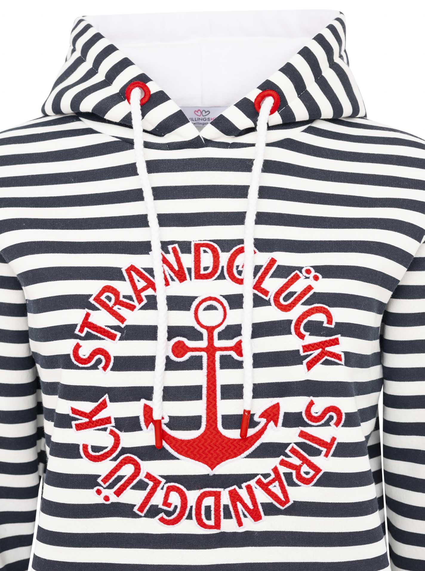 Zwillingsherz - Hoodie "Streifen Strandglück" - Dunkelblau/Pink
