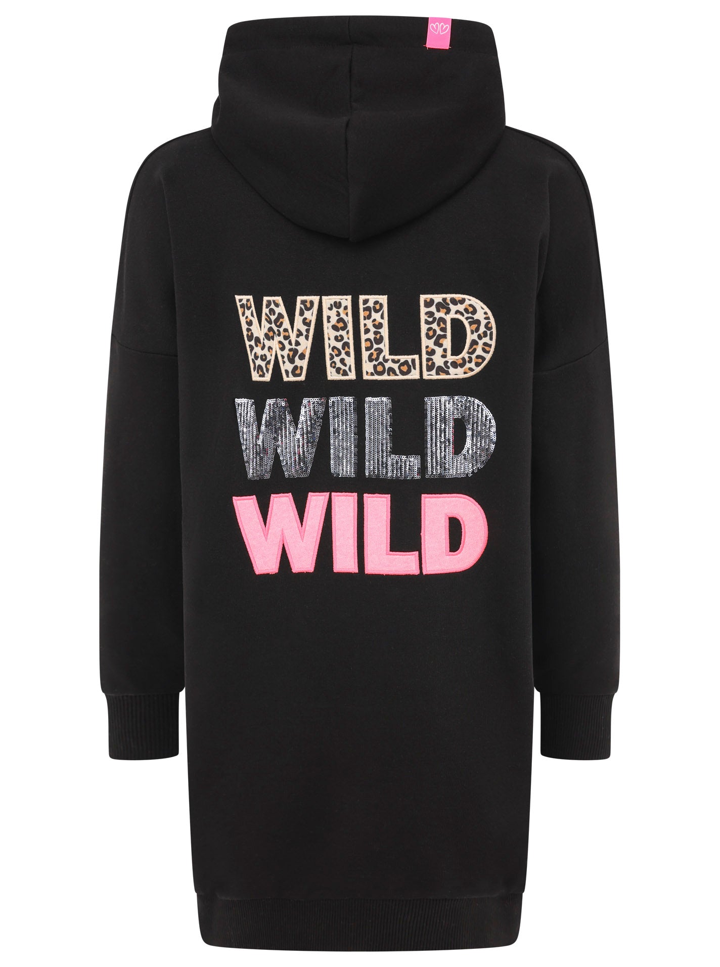 Zwillingsherz - Hoodiekleid "Wild Love" - Schwarz/Pink