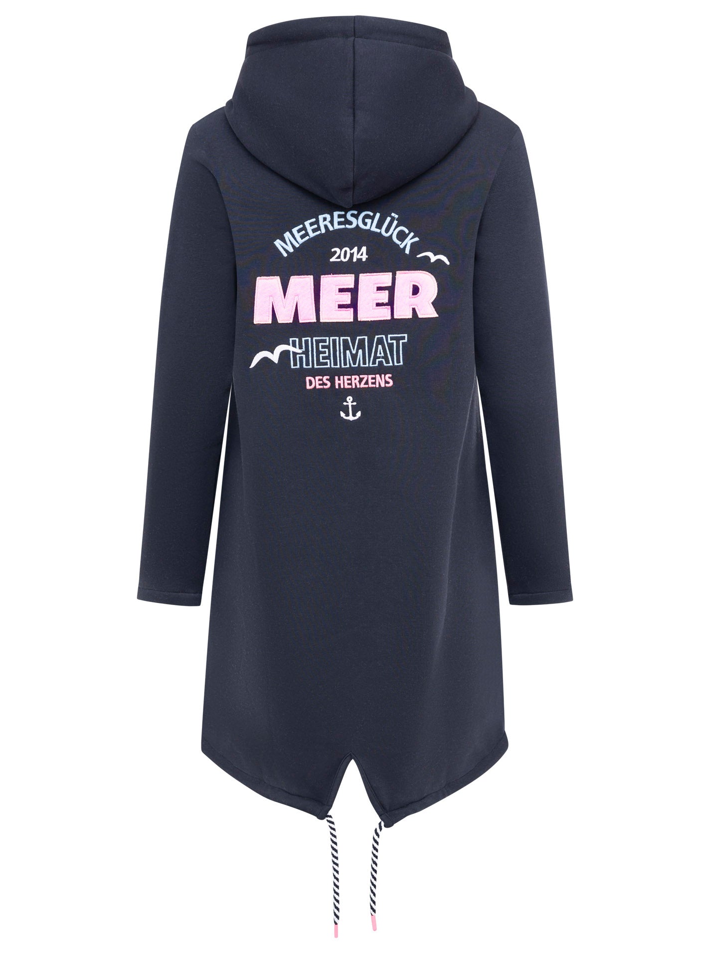 Zwillingsherz - Kapuzen-Sweatjacke Hoodiemantel "Moin Meer Glück - Heimat" - Dunkelblau (NEU)