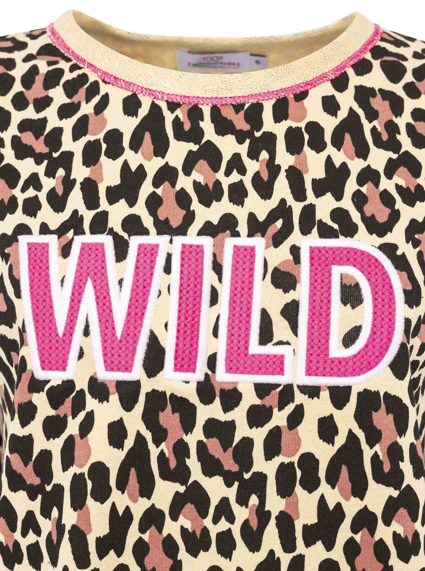 Zwillingsherz - Sweatshirt "Leo Wild Neu" - Beige/Schwarz/Pink