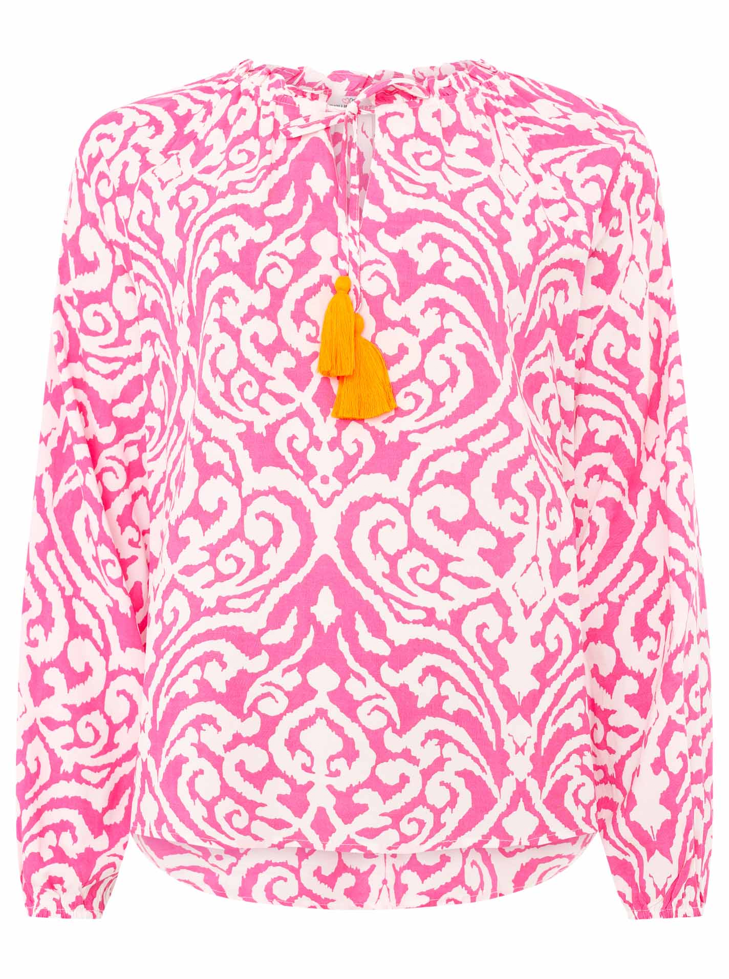 Zwillingsherz - Langarmbluse Ornamente- Pink/Orange