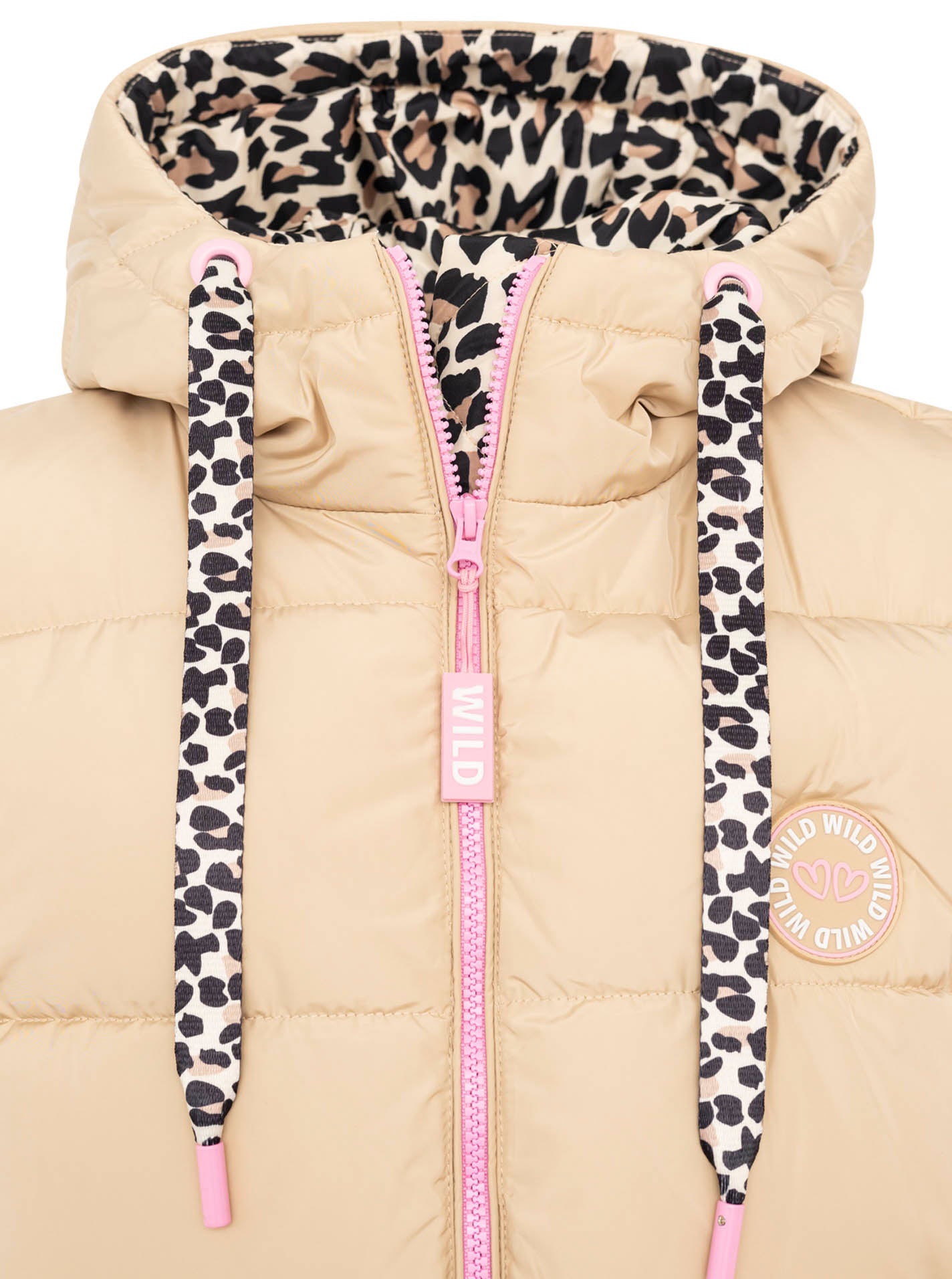 Zwillingsherz - Steppweste Leopard - Beige/Pink