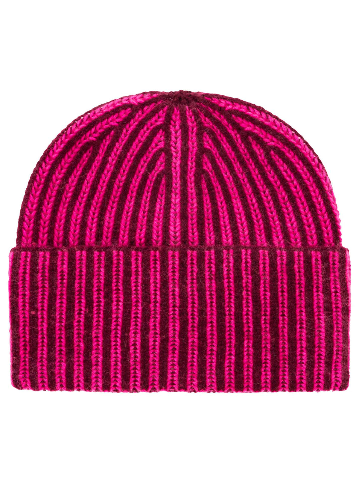 Zwillingsherz - Cashmere Mütze "Grobstrick" - Pink/Bordeaux