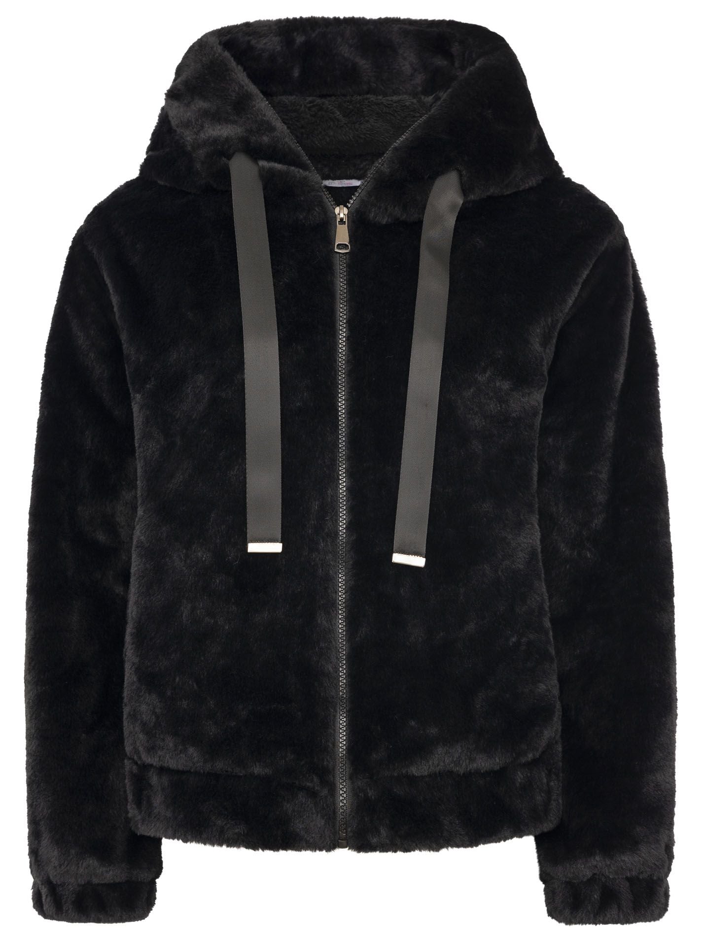 Zwillingsherz Teddy Plüsch Jacke - Schwarz