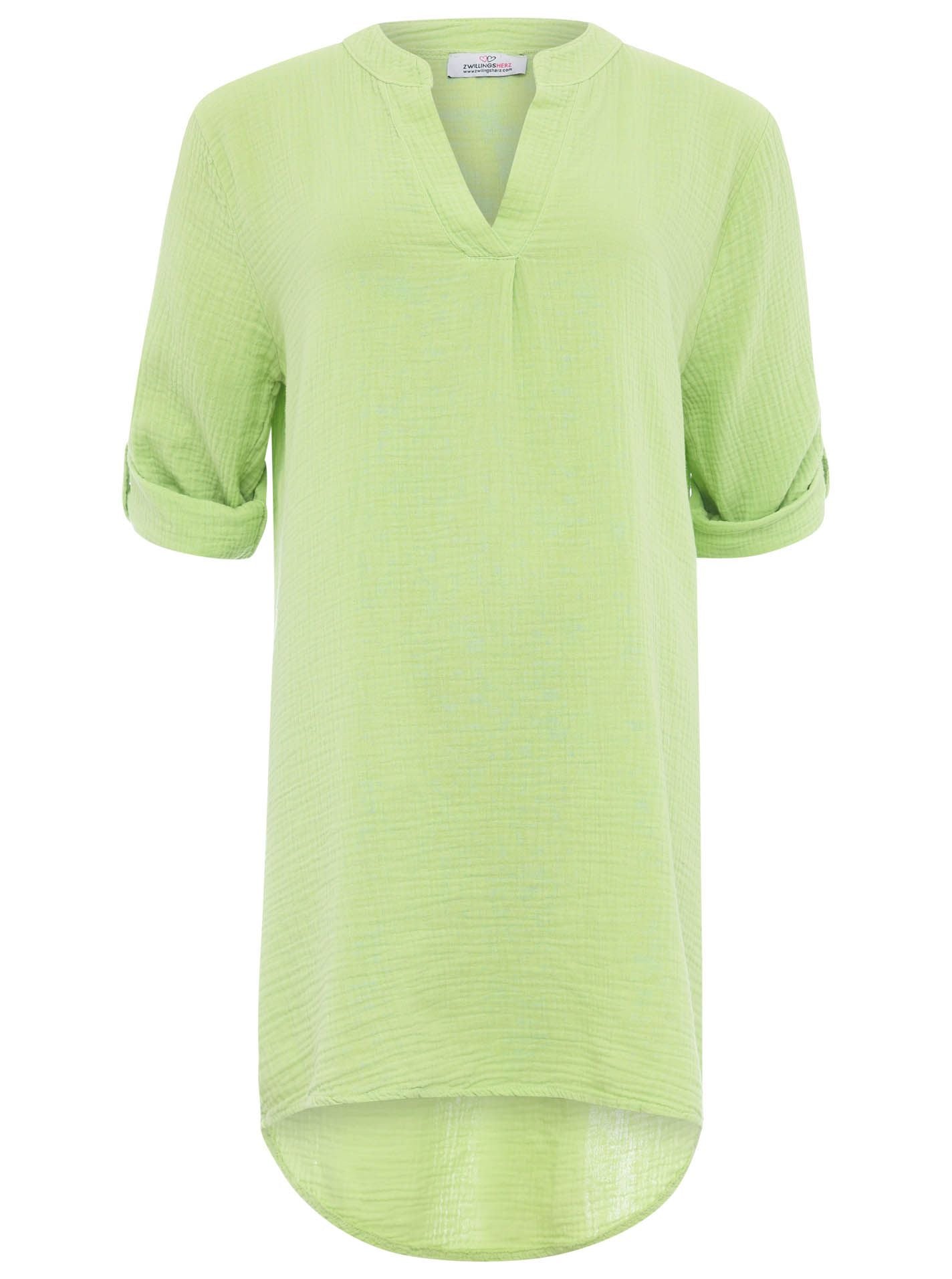 Zwillingsherz - Musselin Tunika/Kleid - Hellgrün/Lime