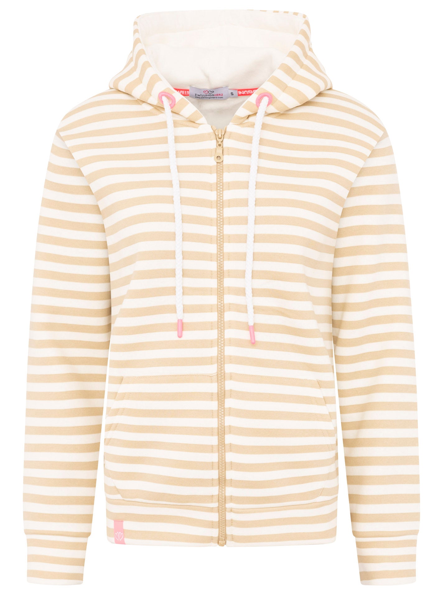 Zwillingsherz - Hoodiejacke "Streifen Smile" Beige