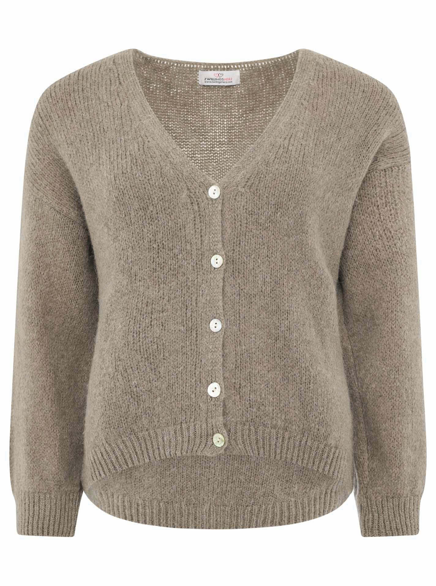 Zwillingsherz - Weicher Alpaka Cardigan - Olive