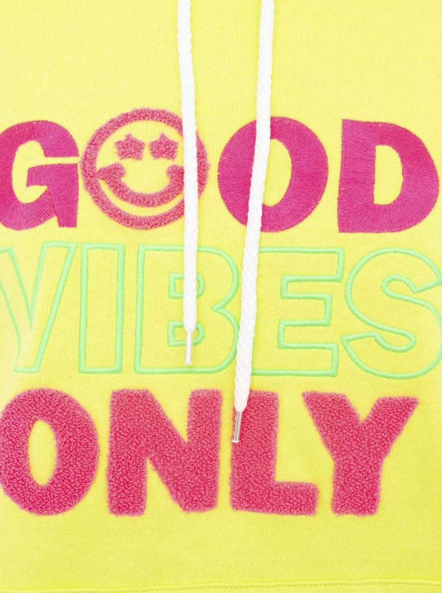 Zwillingsherz - Hoodie "Good Vibes Only" - Lime/Pink (Neu)