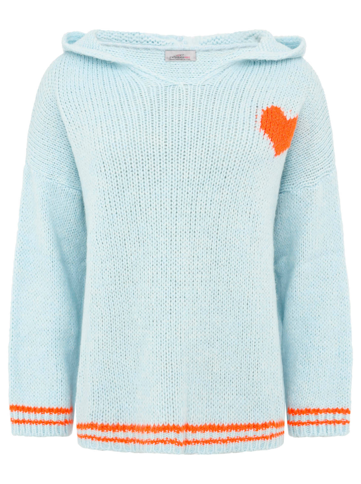 Oversize Strick Hoodie „Herz“ - Made in Italy - Blau