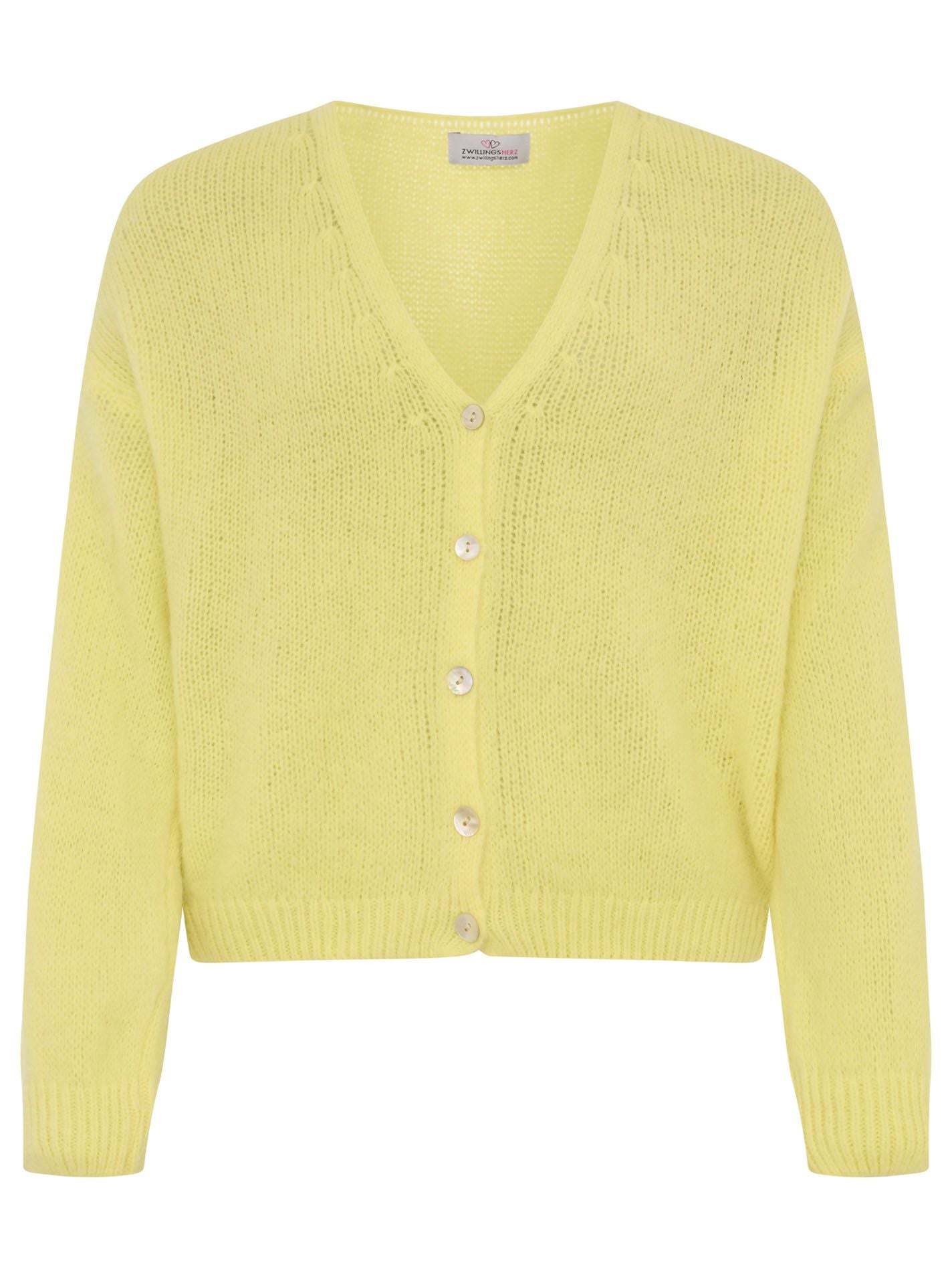 Zwillingsherz - Weicher Alpaka Cardigan - Gelb