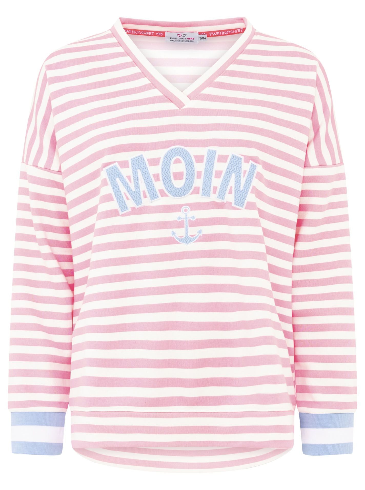 Zwillingsherz - Moin Sweatshirt Streifen - Rosa/Blau
