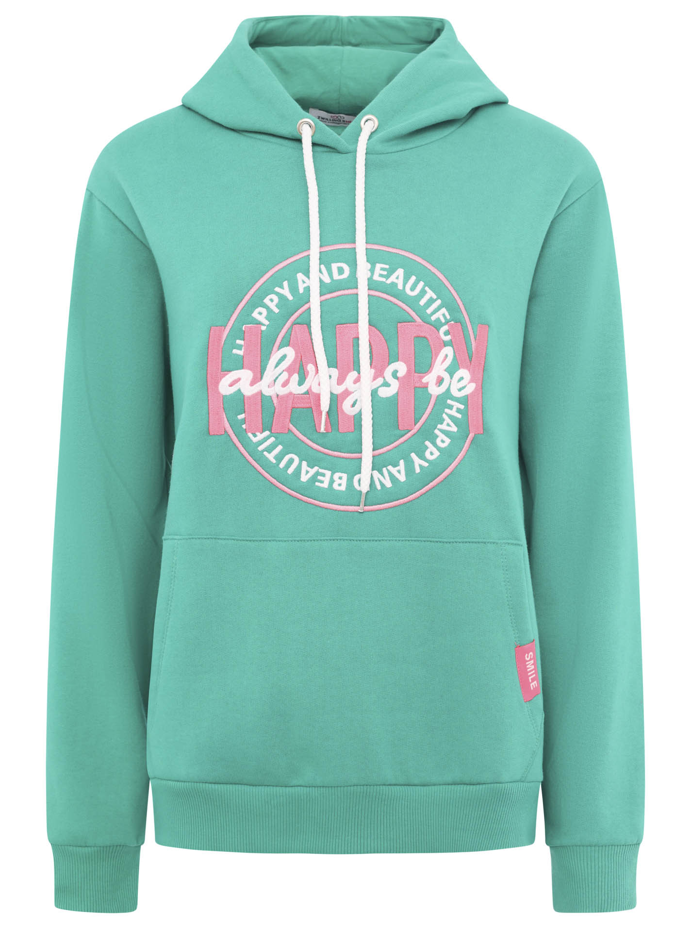 Zwillingsherz - Hoodie "Always Be Happy" - Grün (fällt größer aus)