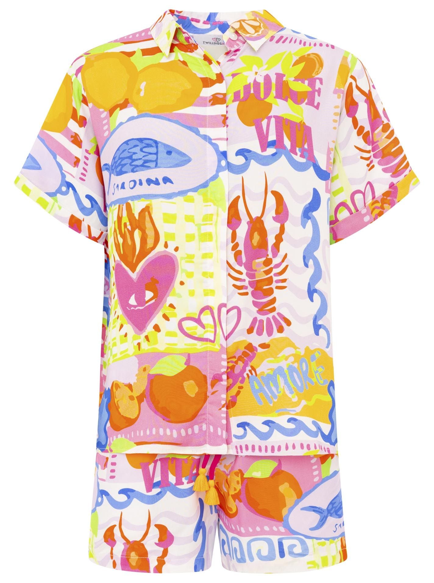 Zwillingsherz - Set kurz Ocean Obst/Hummer (Hemd + Hose) - Orange/Pink