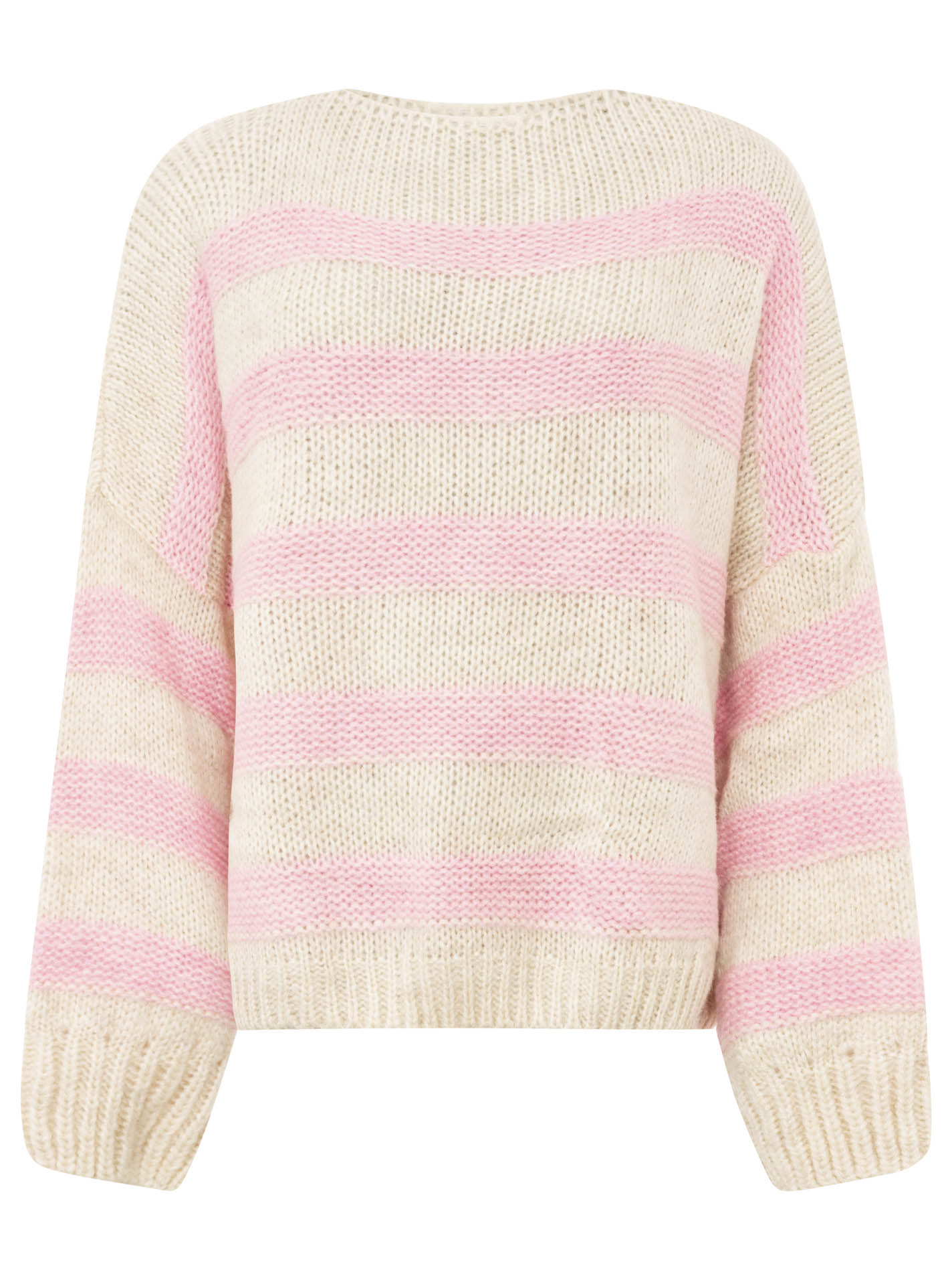 Zwillingsherz - Strickpullover Mohair Streifen - Rosa