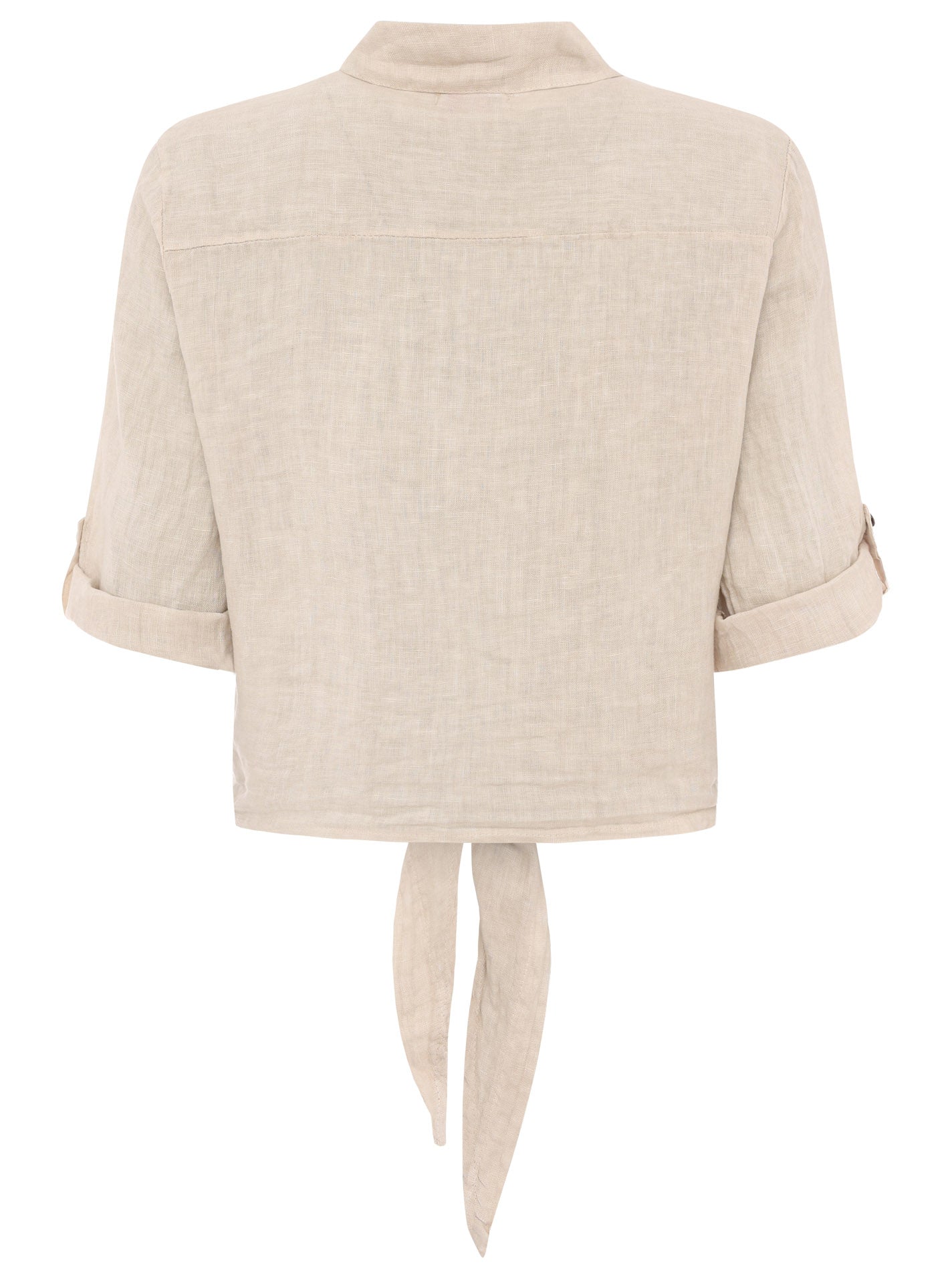 Zwillingsherz - 100% Leinen Bluse mit Knopfleiste - Beige