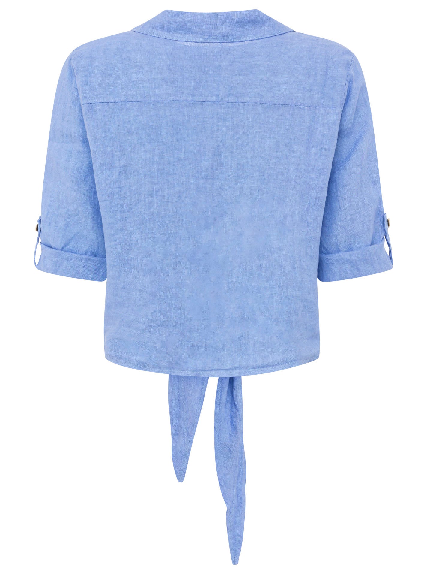 Zwillingsherz - 100% Leinen Bluse mit Knopfleiste - Blau